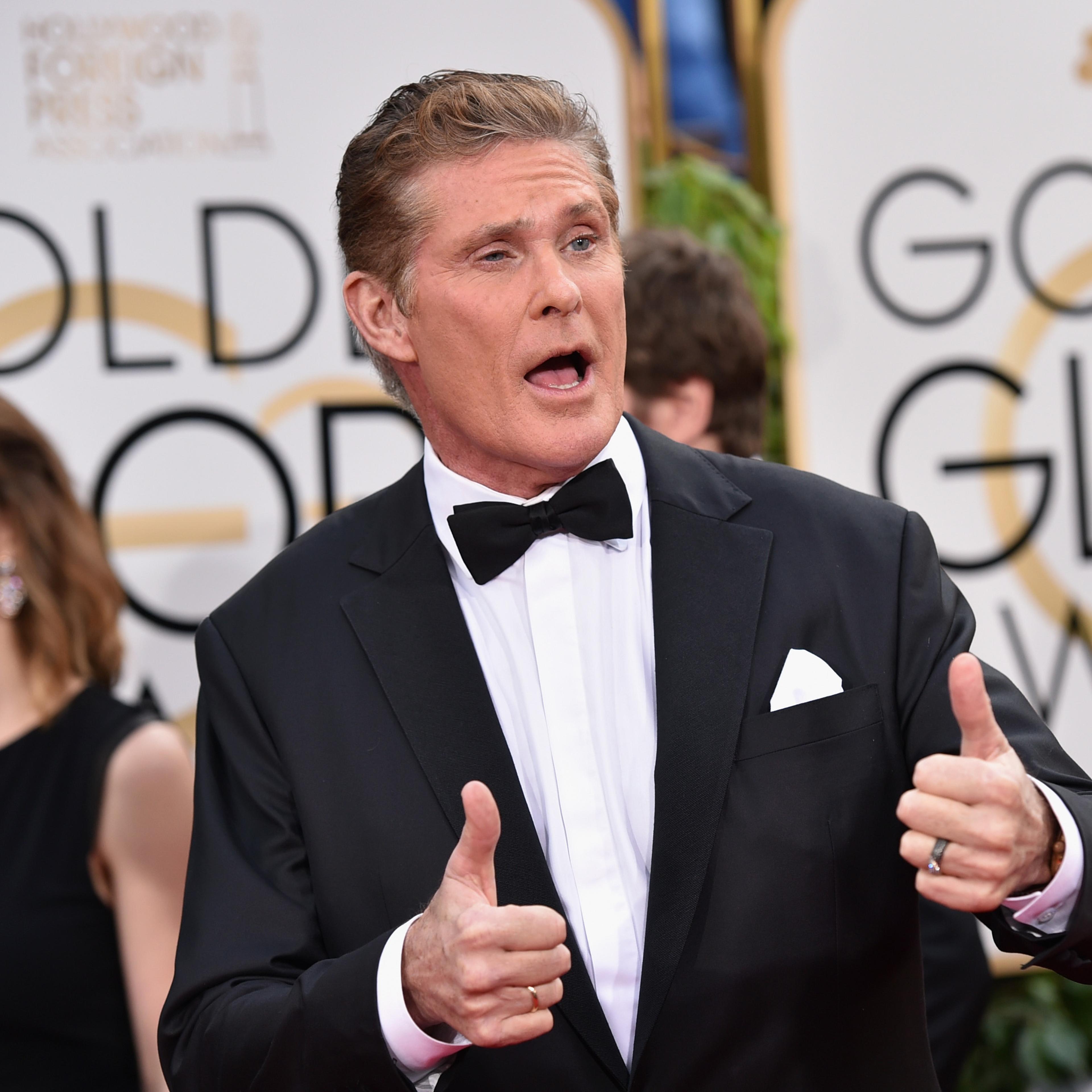 Actor David Hasselhoff attends the 73rd Annual Golden Globe Awards held at the Beverly Hilton Hotel on January 10, 2016 in Beverly Hills, California.
