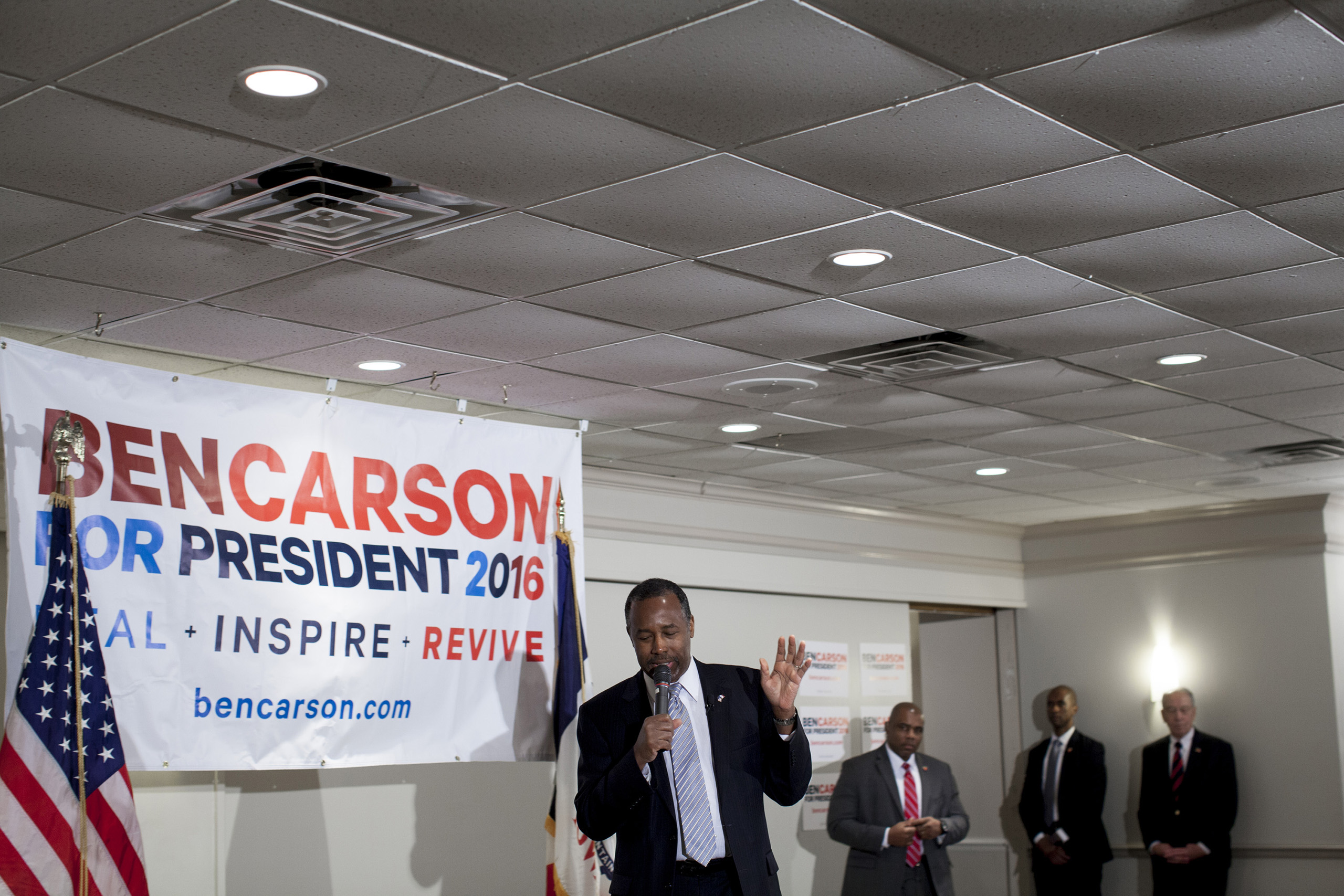 Ben Carson spoke to supporters this afternoon at The University Club in Iowa City on January 29th. (Natalie Keyssar for TIME)