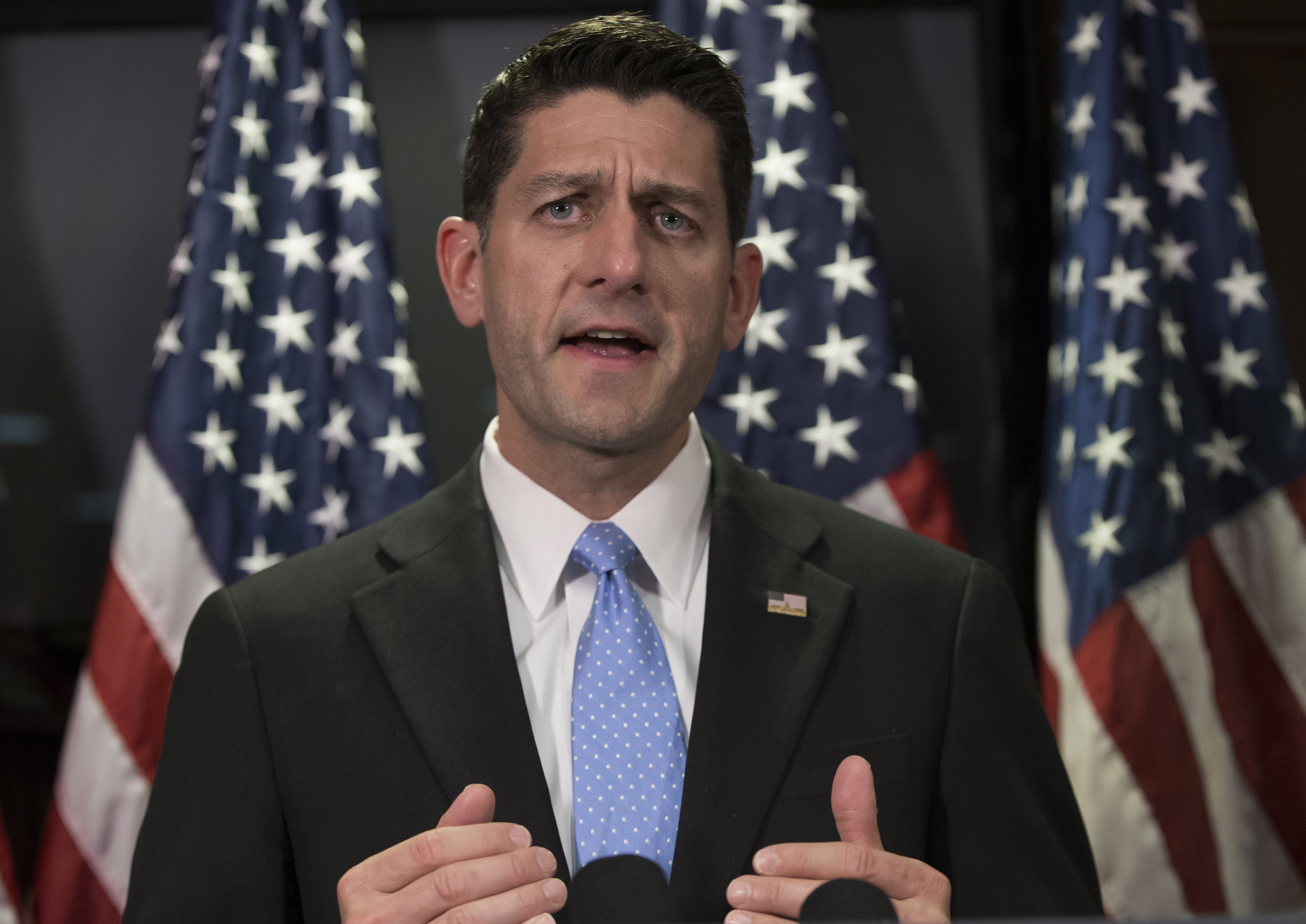 Paul Ryan speaks at the Republican National Committee headquarter on Capitol Hill in Washington, June 14, 2016.
