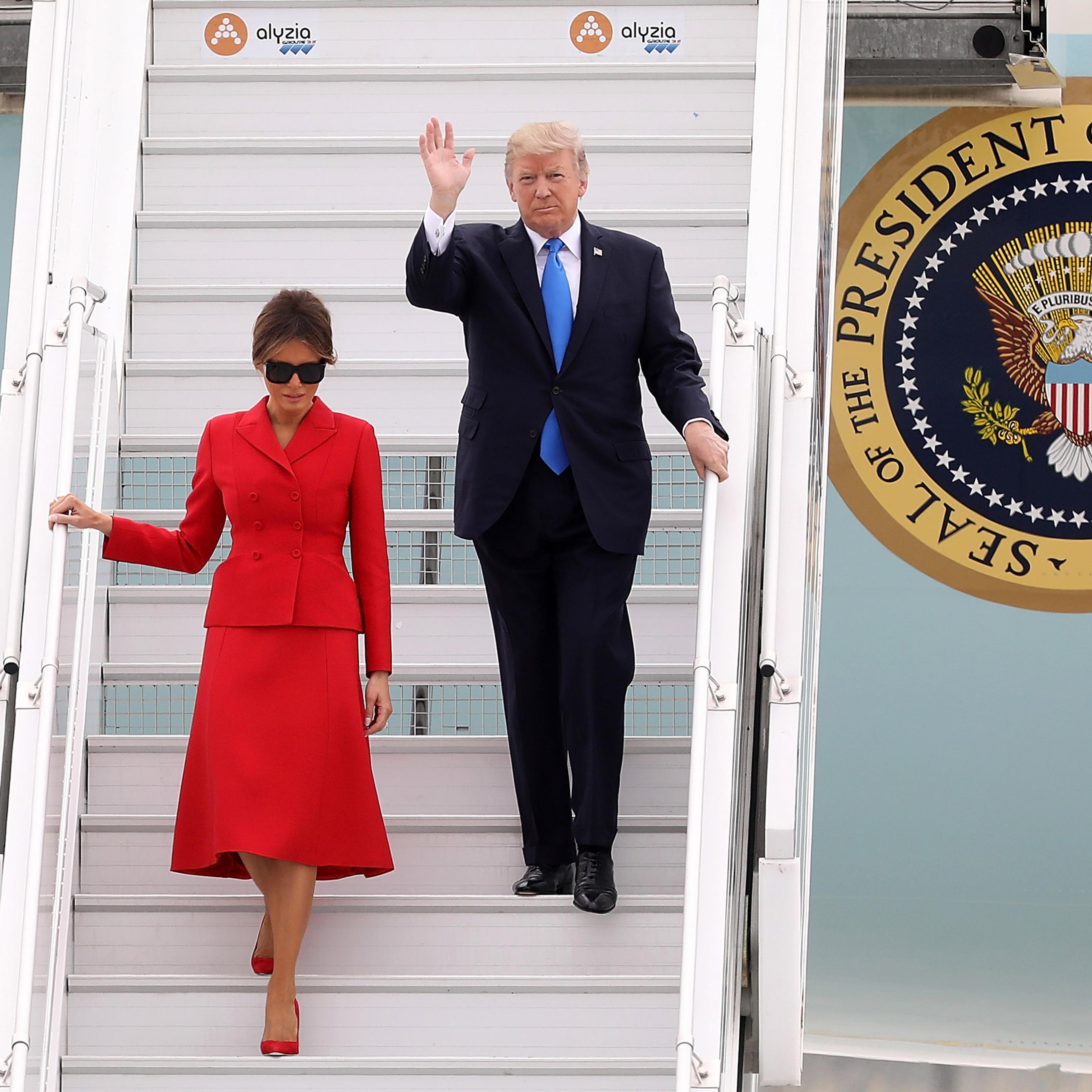 U.S. President Donald Trump Arrives At Orly Airport