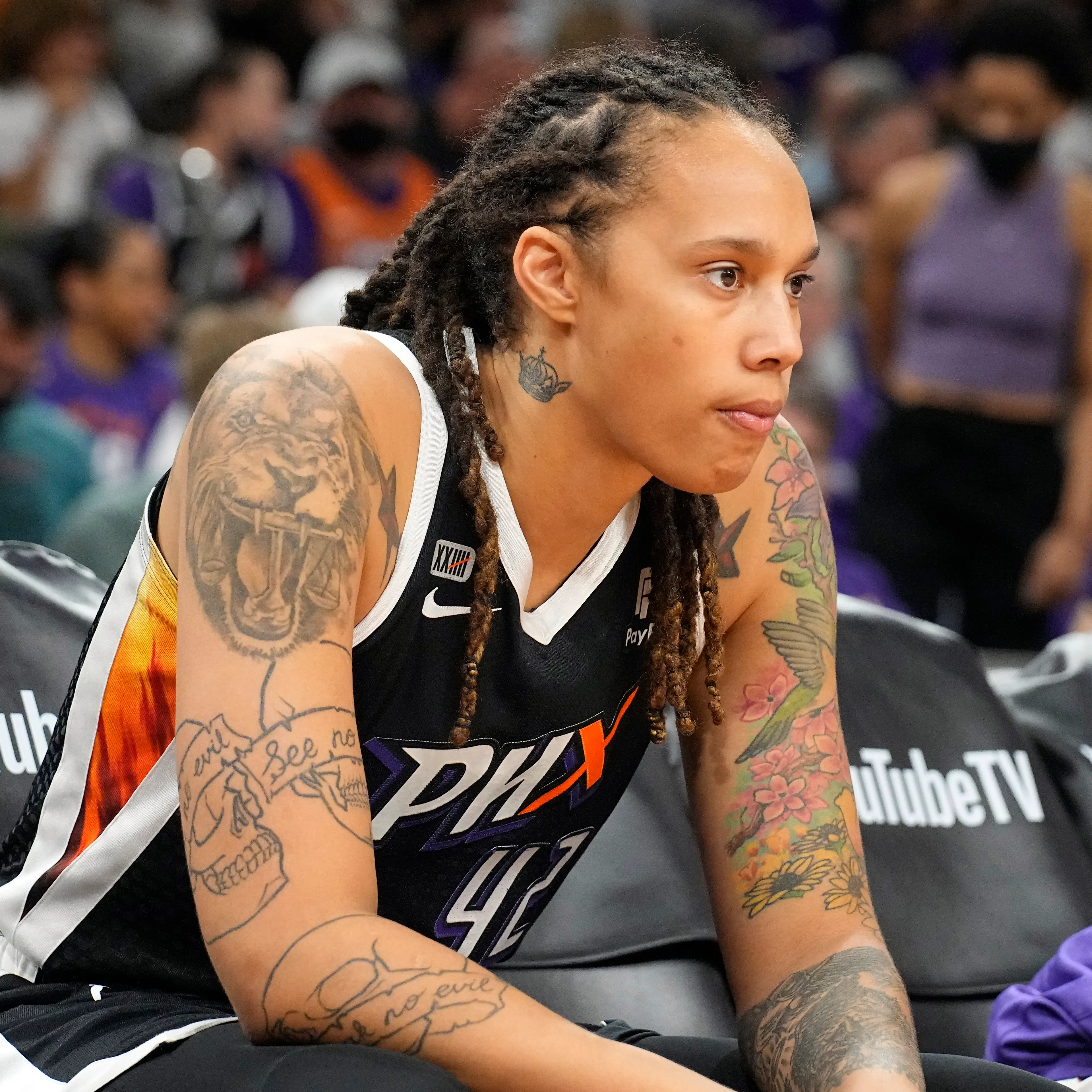 Brittney Griner during the first half of Game 2 of the 2021 WNBA Finals