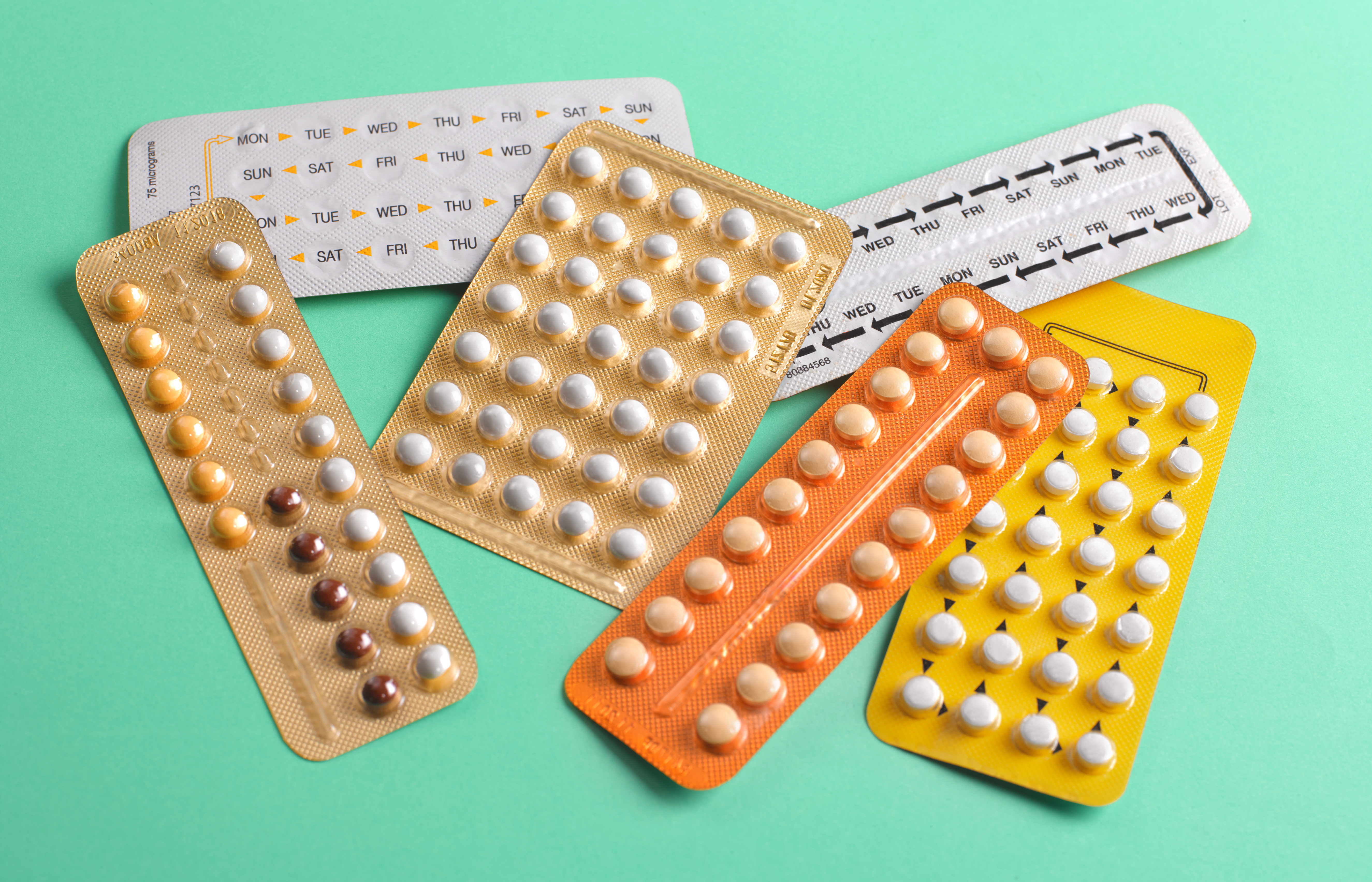 Close up of birth control pills