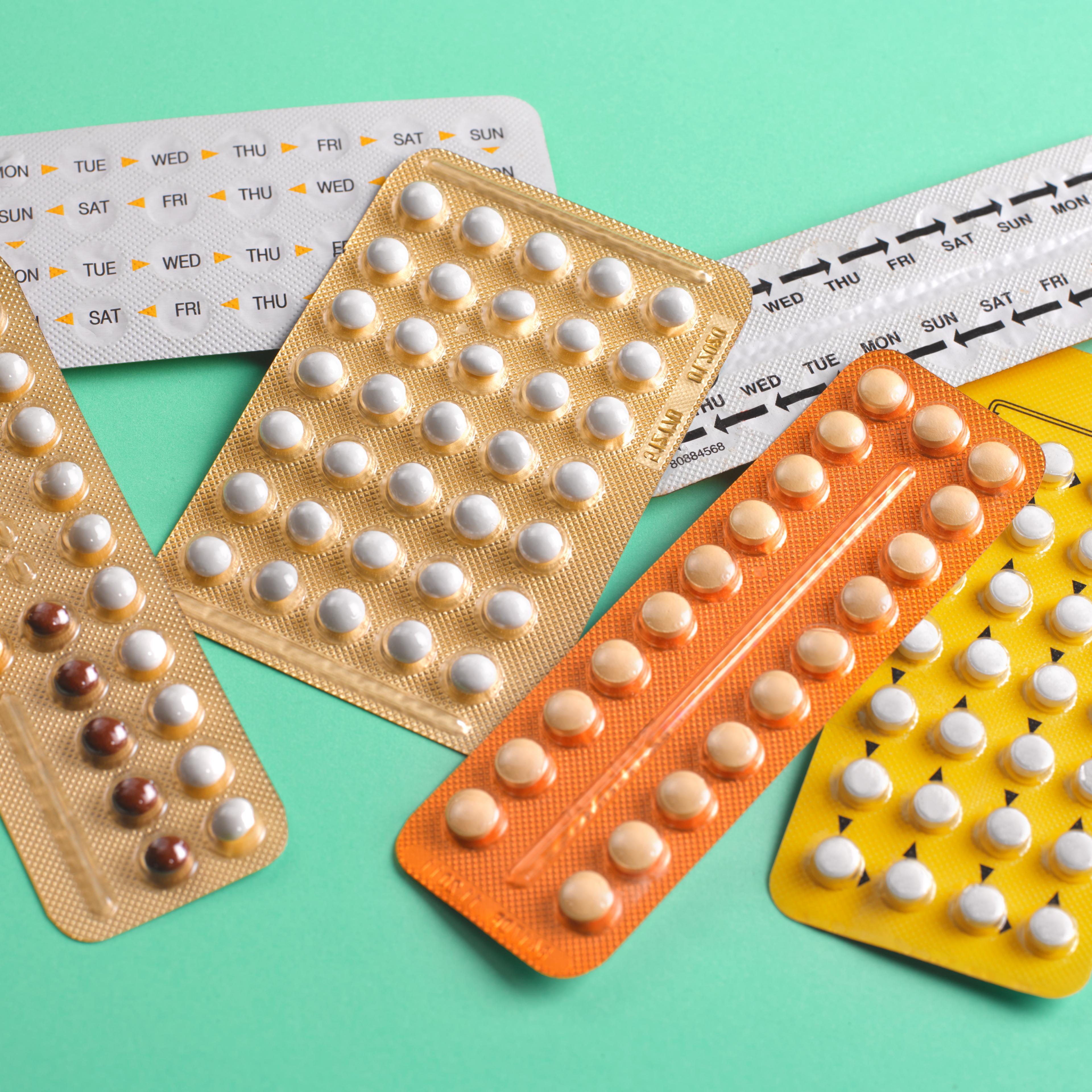 Close up of birth control pills