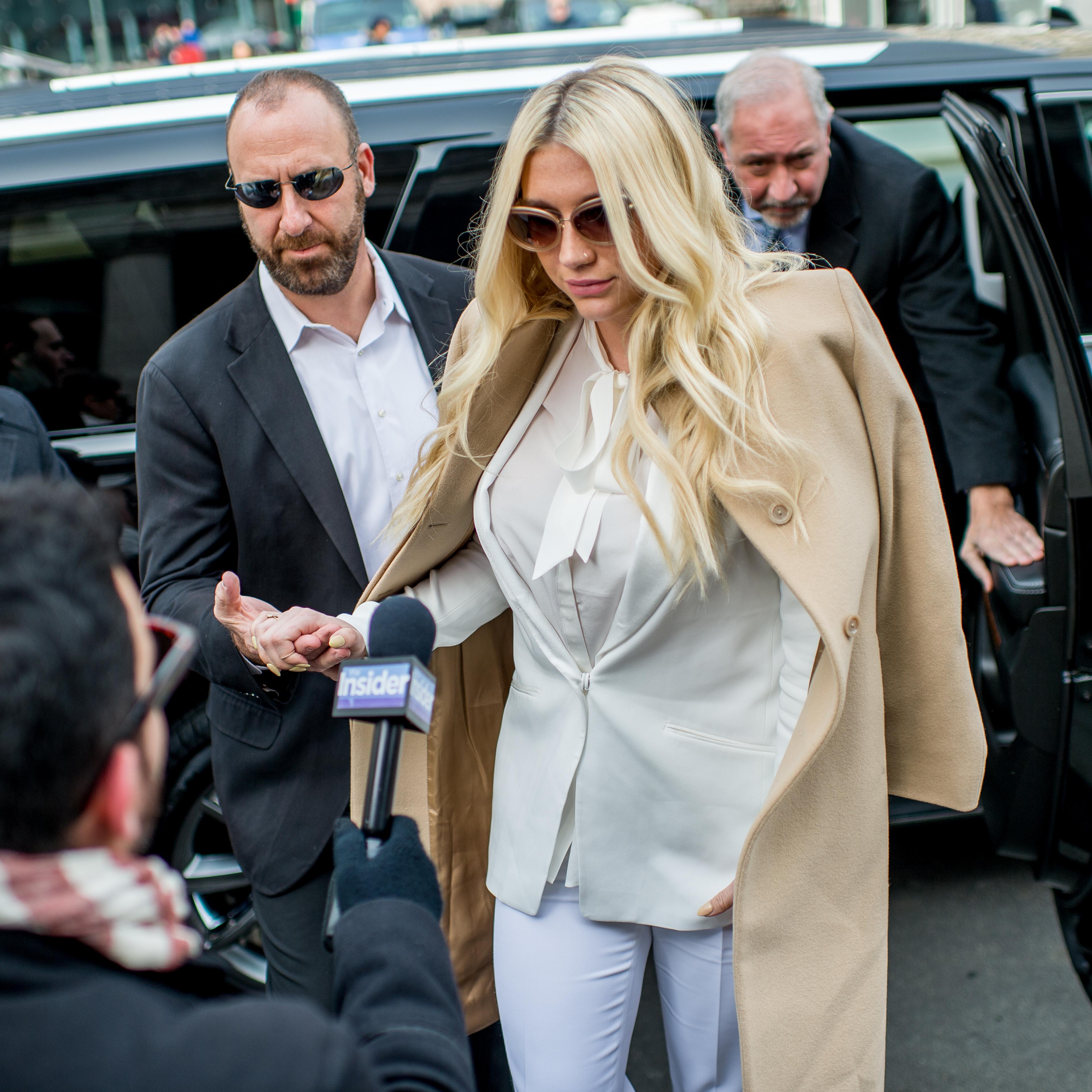 Kesha makes a court appearance as fans protest Sony Music Entertainment outside New York State Supreme Court on Feb. 19, 2016.