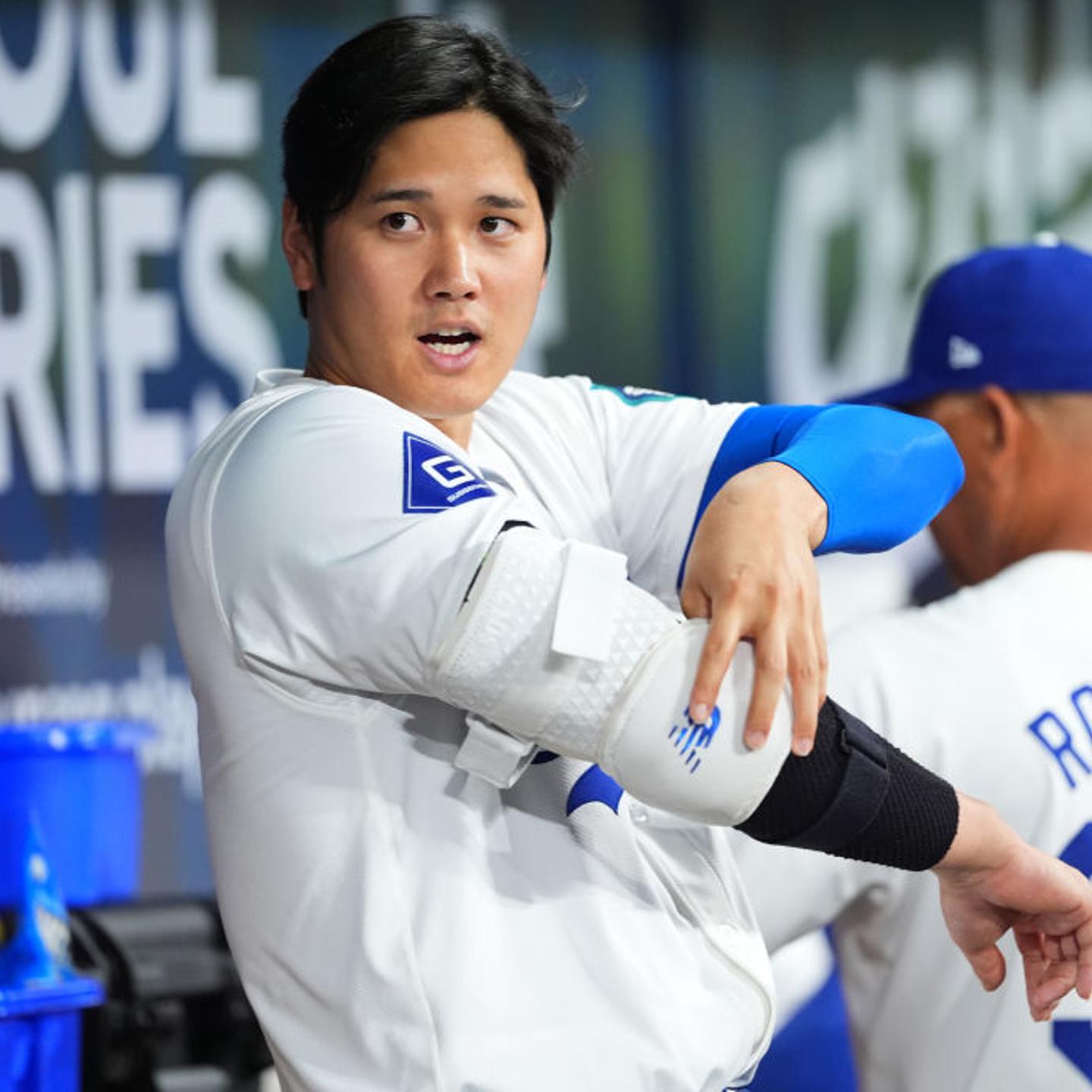 Shohei Ohtani (#17) of the Los Angeles Dodgers is seen during the exhibition game between Team Korea and Los Angeles Dodgers at Gocheok Sky Dome on March 18, 2024 in Seoul, South Korea.