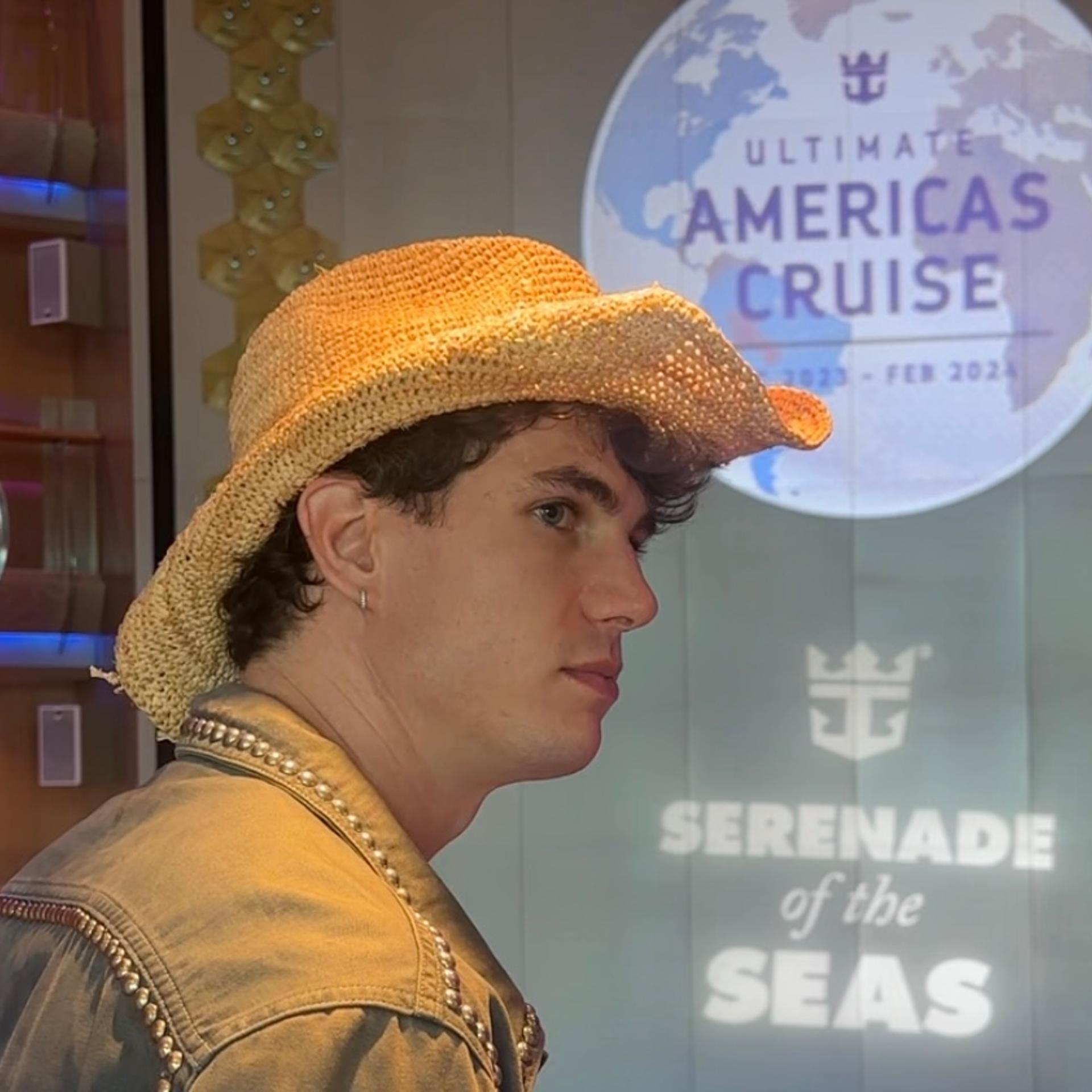 Marc Sebastian on the cruise wearing a cowboy hat