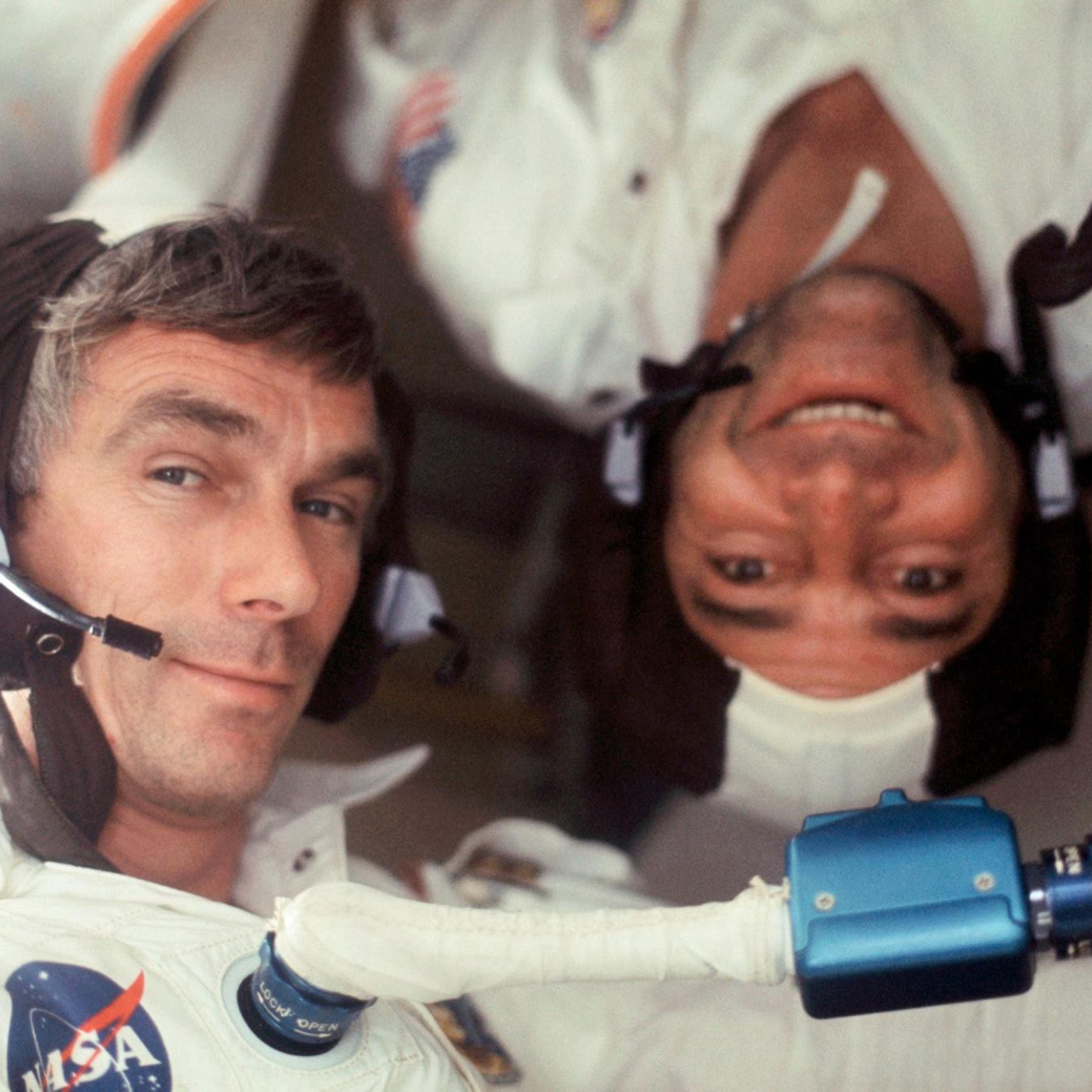Good times: Gene Cernan (left) and fellow moon walker Jack Schmitt, during the Apollo 17 mission, photographed by crew mate Ron Evans