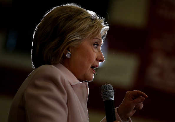 Democratic presidential candidate Hillary Clinton speaks during a "get out the caucus" event at Grand View University on January 29, 2016 in Des Moines, Iowa.