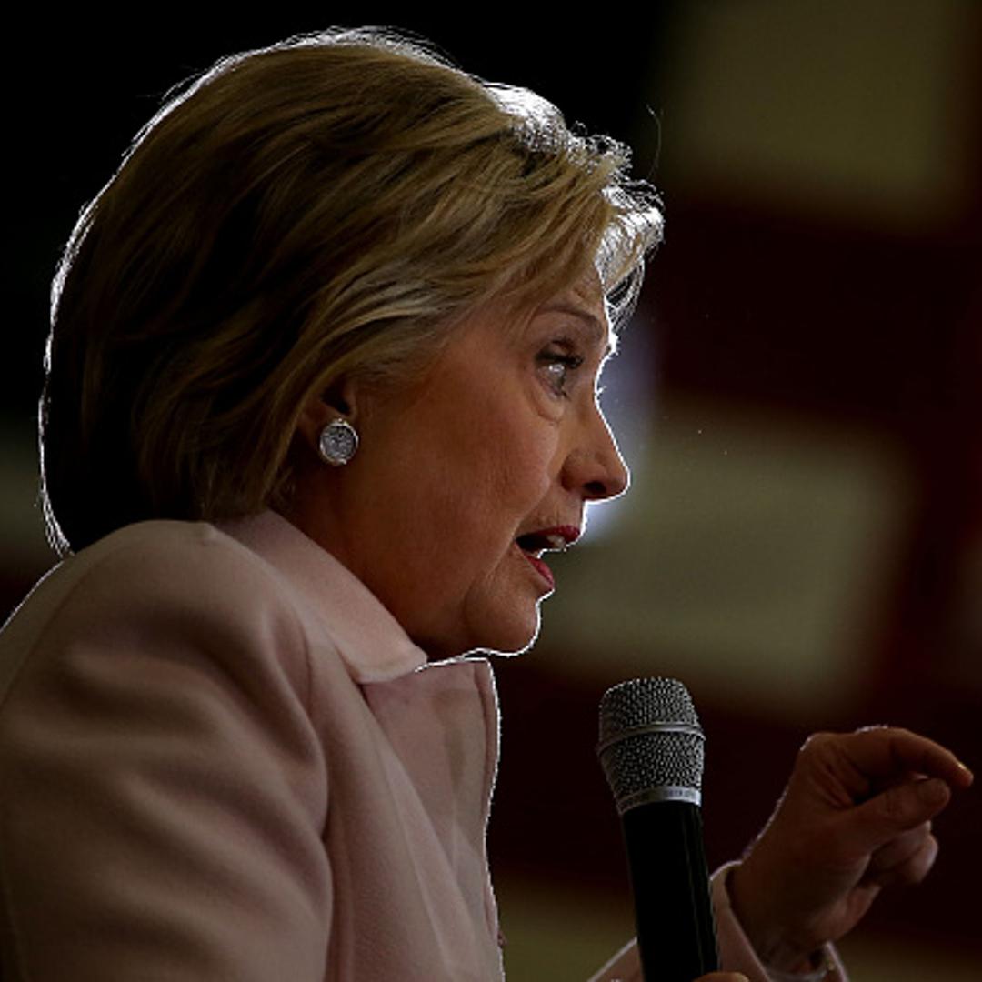 Democratic presidential candidate Hillary Clinton speaks during a "get out the caucus" event at Grand View University on January 29, 2016 in Des Moines, Iowa.