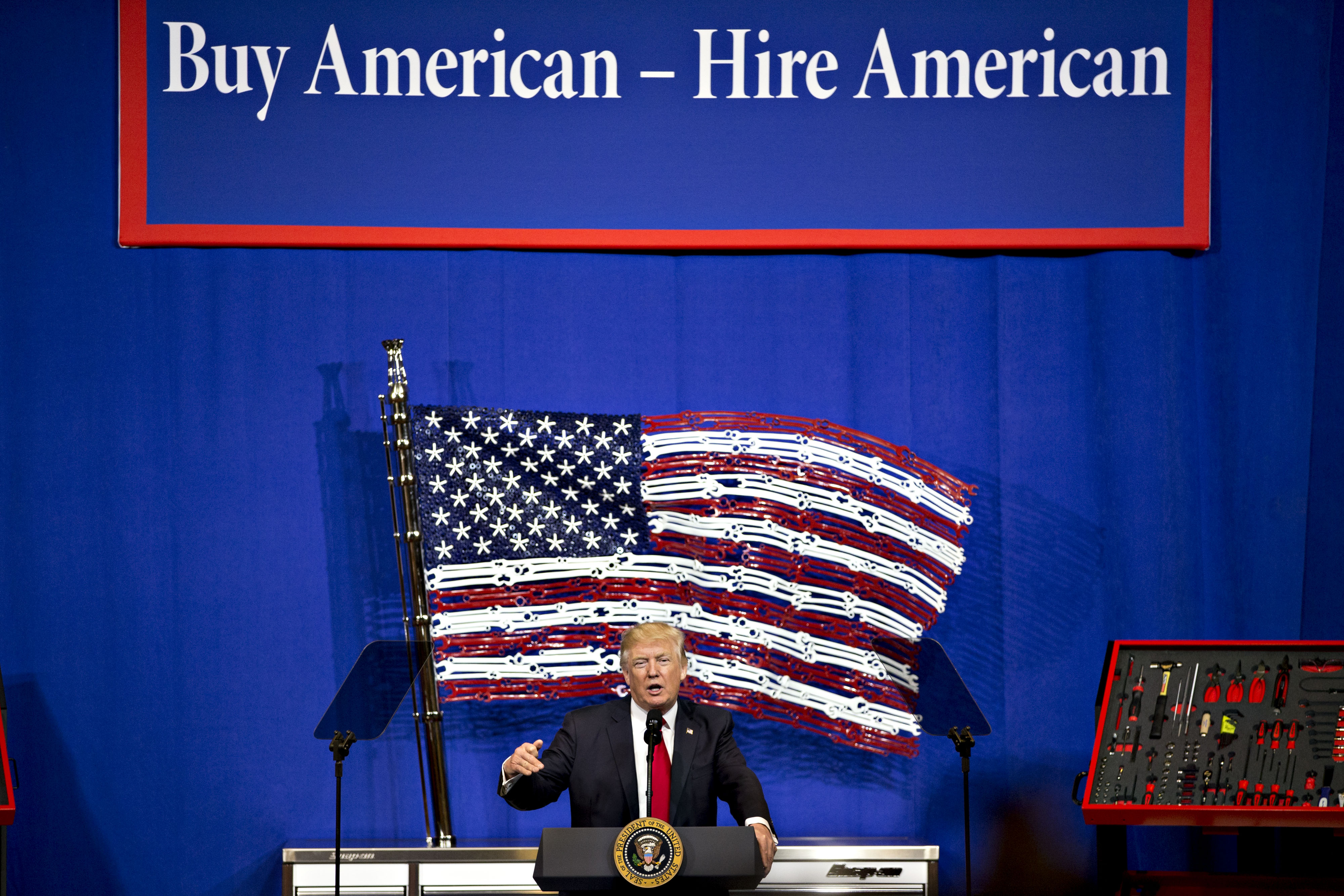 President Trump Delivers Remarks At Snap-On Tools Headquarters