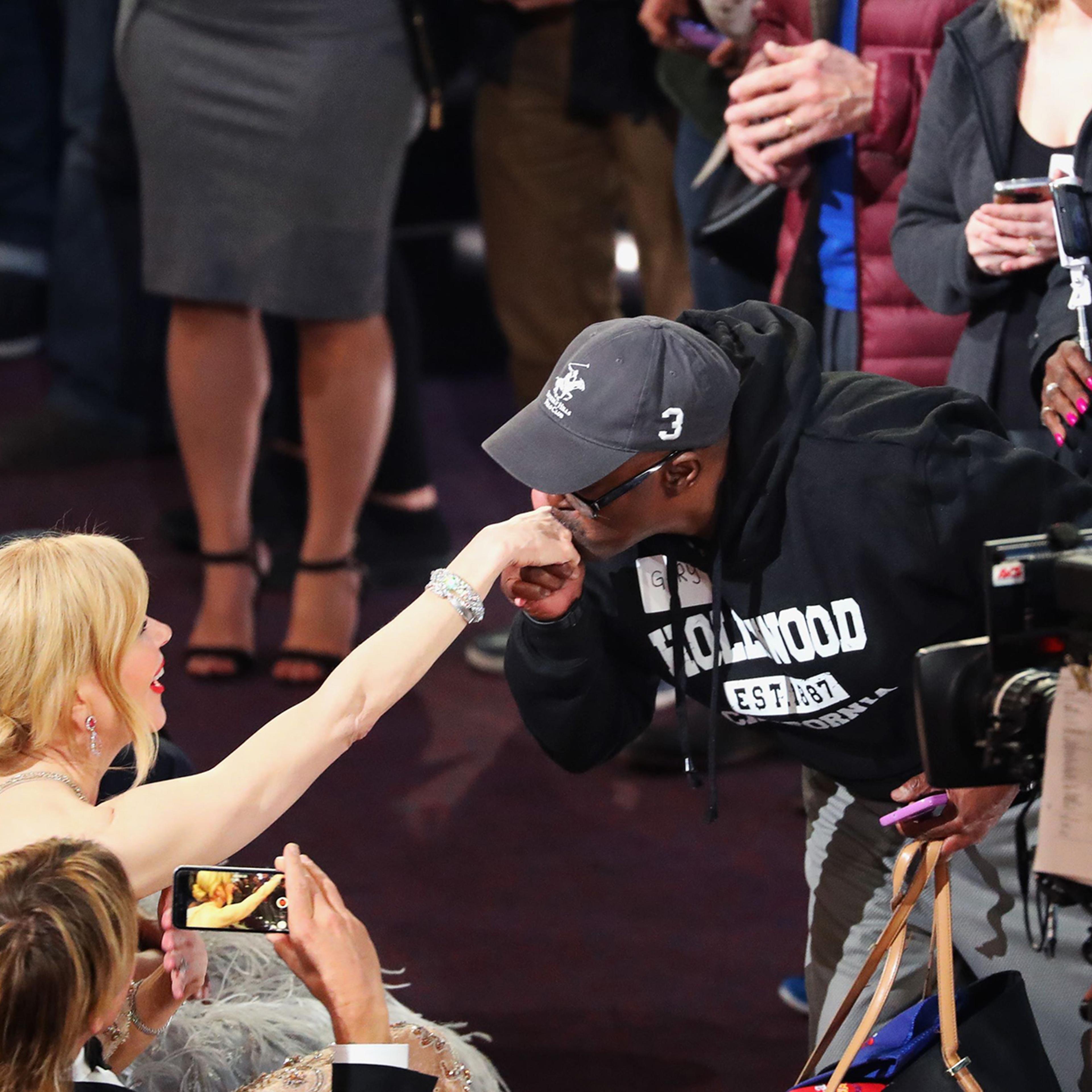 "Gary from Chicago" kisses the hand of Nicole Kidman during the 89th Academy Awards, on Feb. 26, 2017 in Hollywood, Calif.