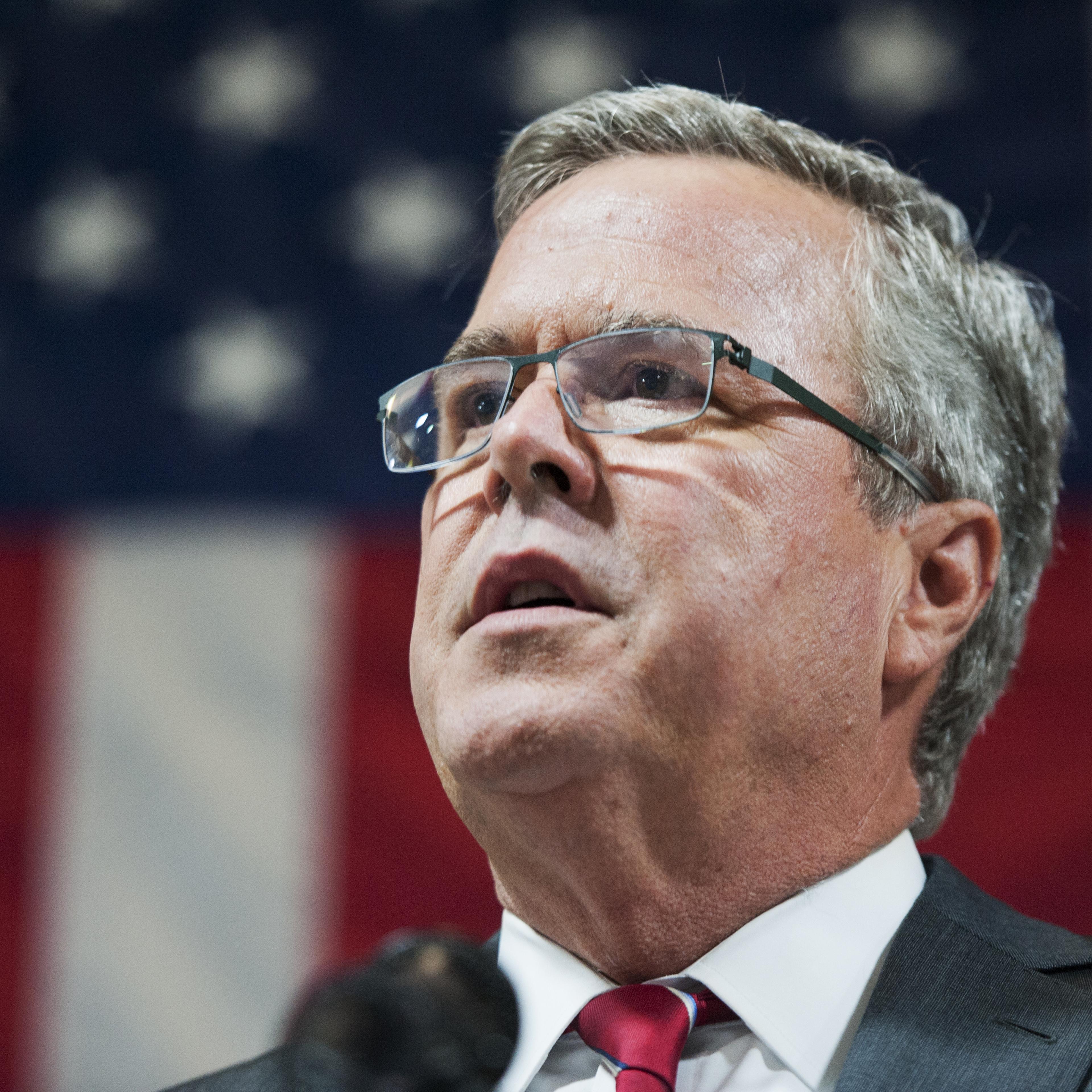 Former Florida Gov. Jeb Bush, speaks at an event at Illuminating Technologies Inc., in Greensboro, N.C. on Sept. 24, 2014.