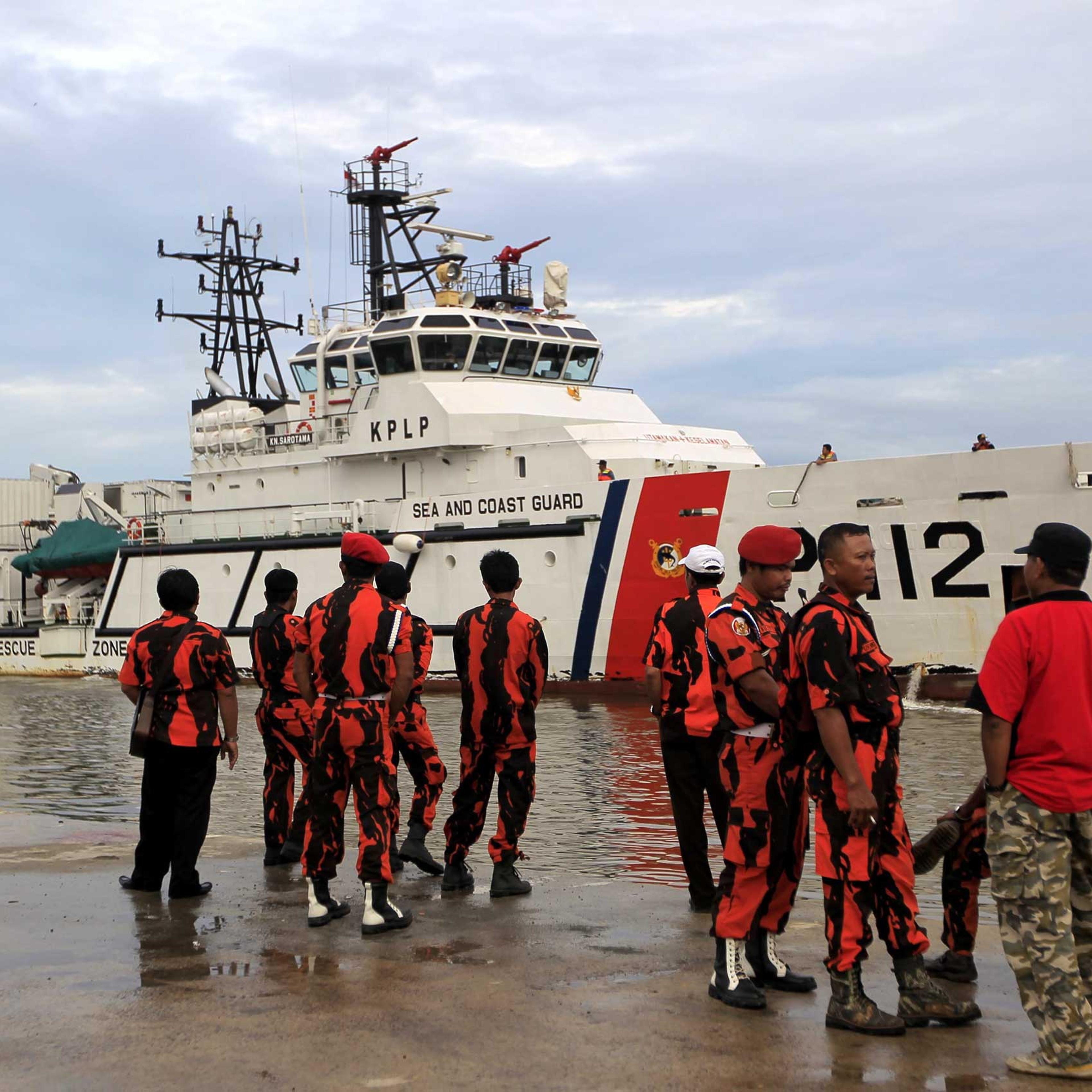 Indonesia's Sea and Coast Guard ship during a search and rescue operation as they search for the missing AirAsia plane on Dec. 31.