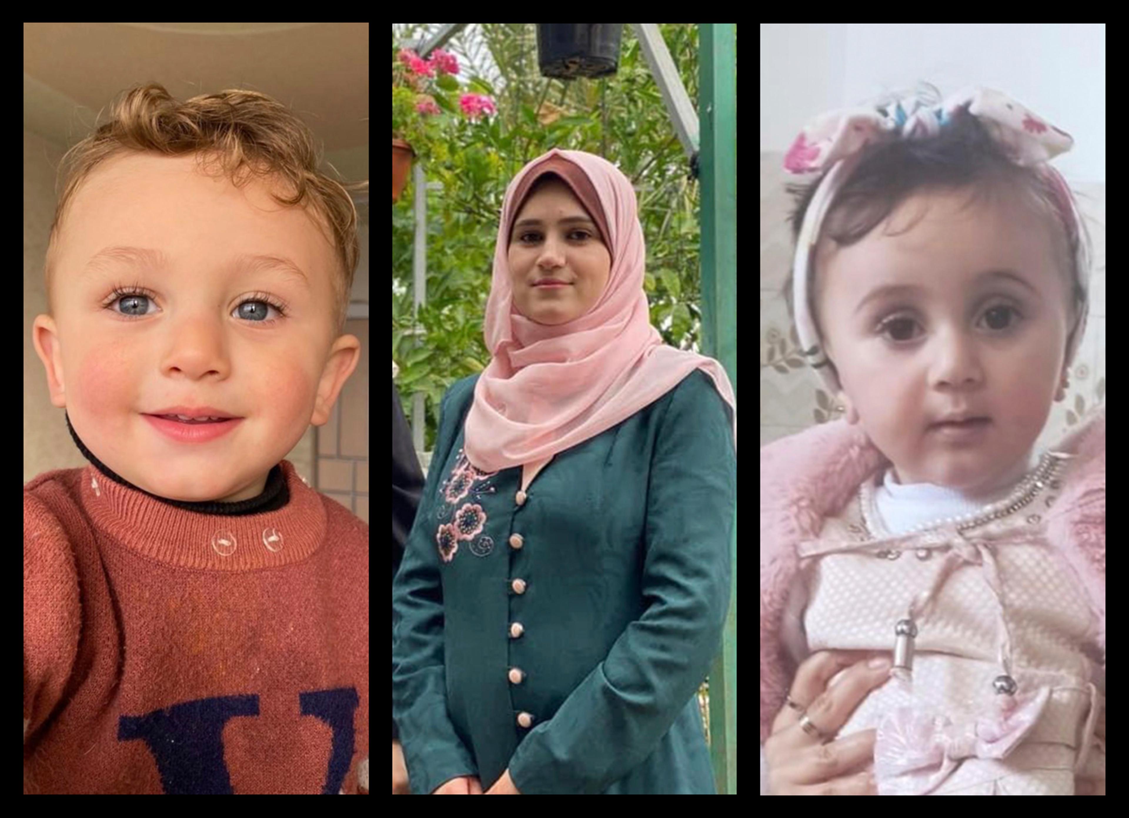 Ghada Ageel's cousin Hebba Abu Shammala (center) and her children Musab (left), 3, and Minnah, 1 were killed Thursday morning.