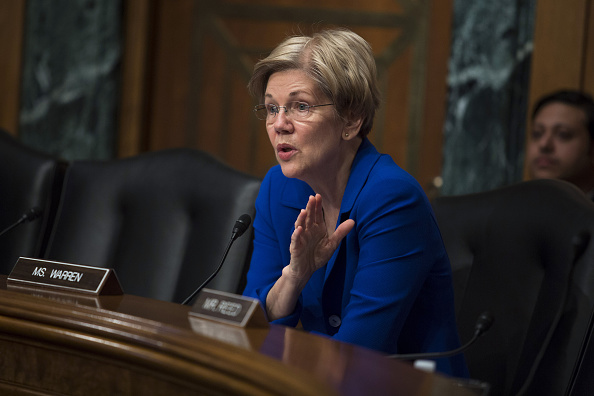Senator Elizabeth Warren, a Democrat from Massachusetts, speaks during a Senate Banking subcommittee hearing in Washington, D.C., U.S., on Thursday, April 14, 2016.