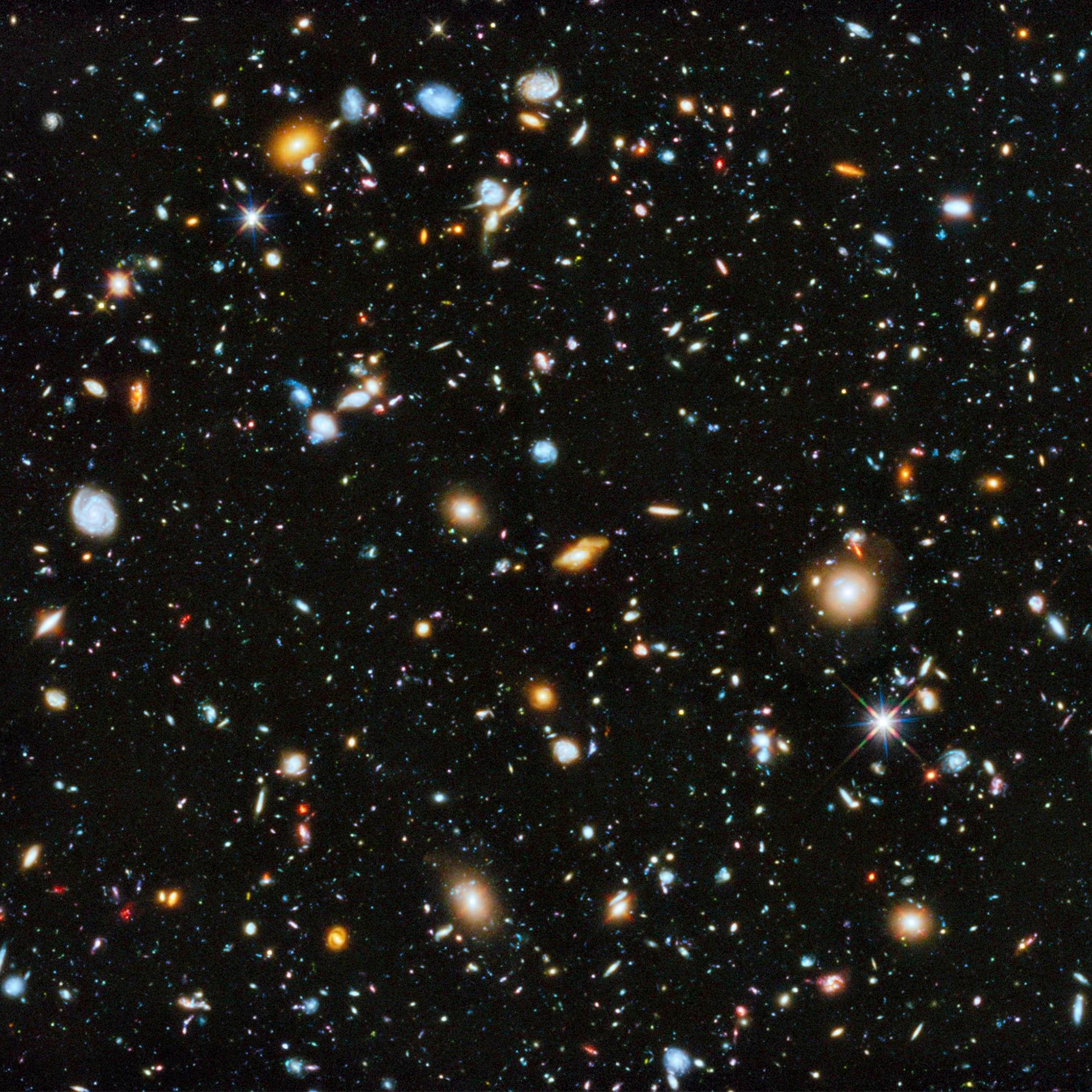 A composite of separate exposures taken in 2003 to 2012 with Hubble's Advanced Camera for Surveys and Wide Field Camera 3 of the evolving universe is shown in this image released on June 3, 2014.