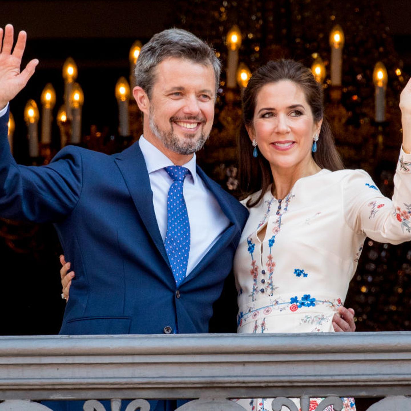 Crown Prince Frederik Of Denmark Receives From The Palace Balcony The People's Homage On His 50th Birthday.