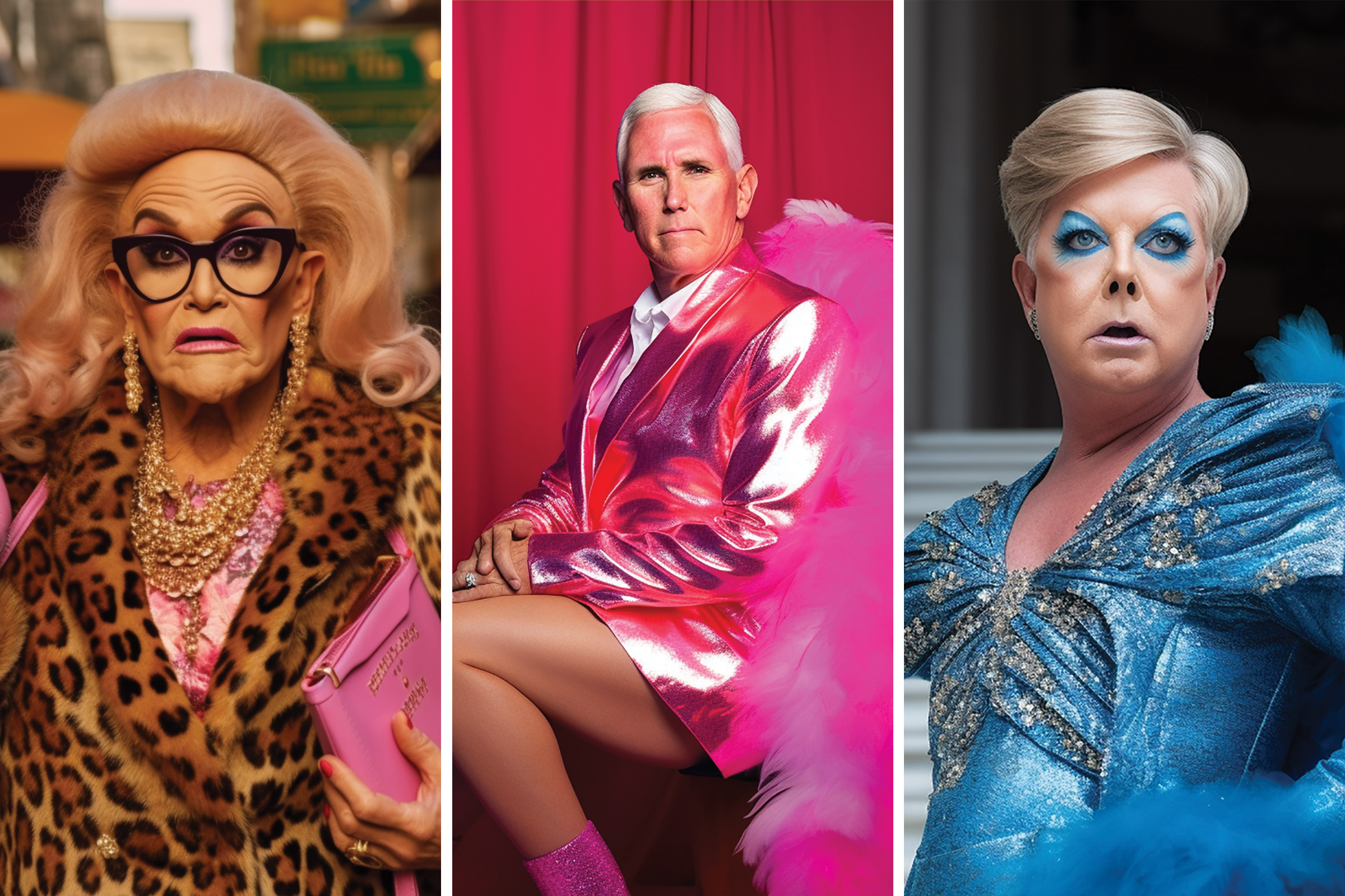 AI-generated images of former New York City mayor Rudy Giuliani, former vice president Mike Pence and Senator Lindsey Graham dressed in drag.