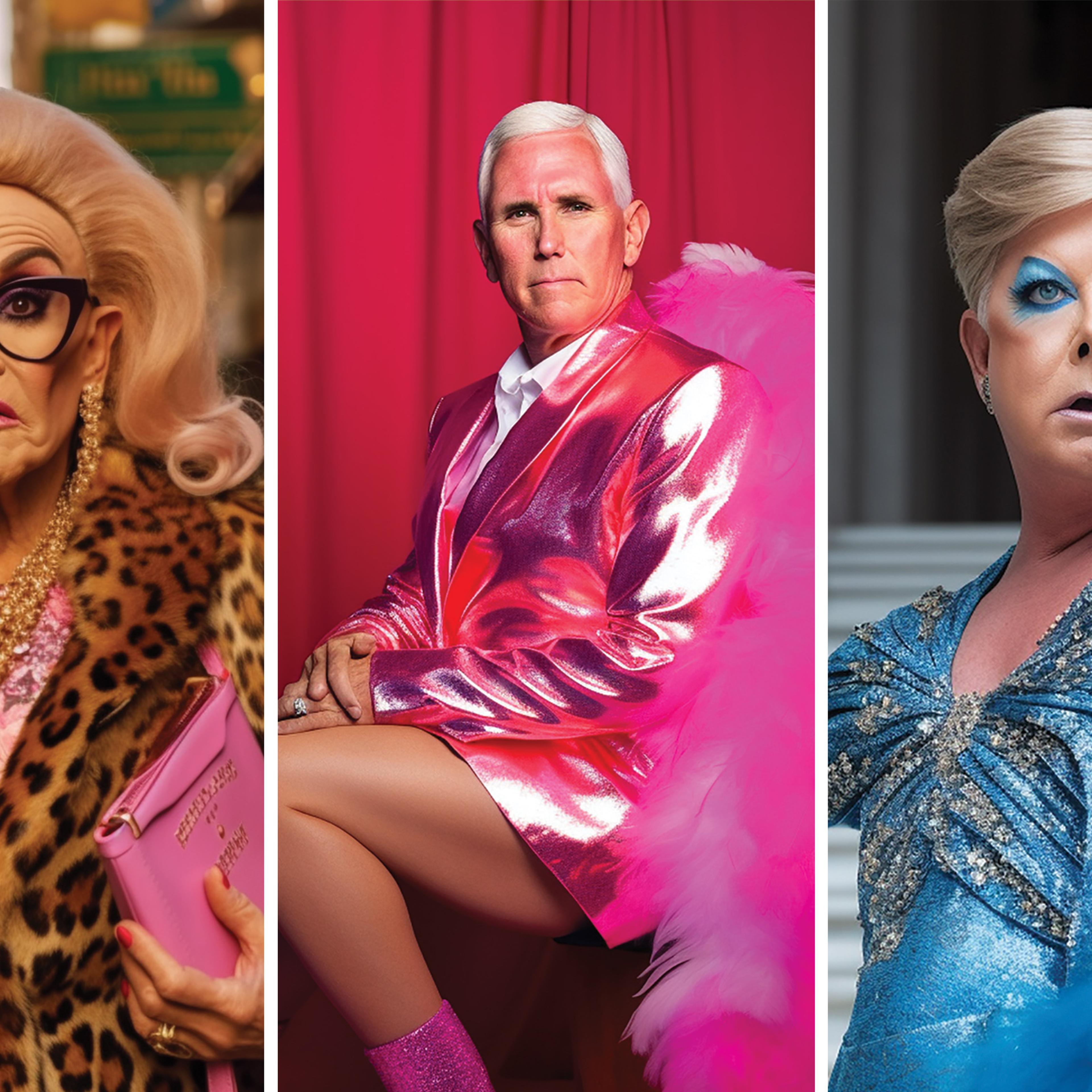AI-generated images of former New York City mayor Rudy Giuliani, former vice president Mike Pence and Senator Lindsey Graham dressed in drag.