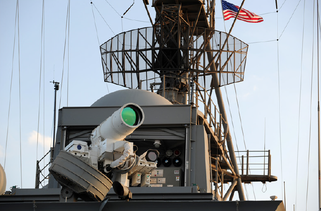The world’s first deployed laser weapon, aboard the USS Ponce in the Persian Gulf.