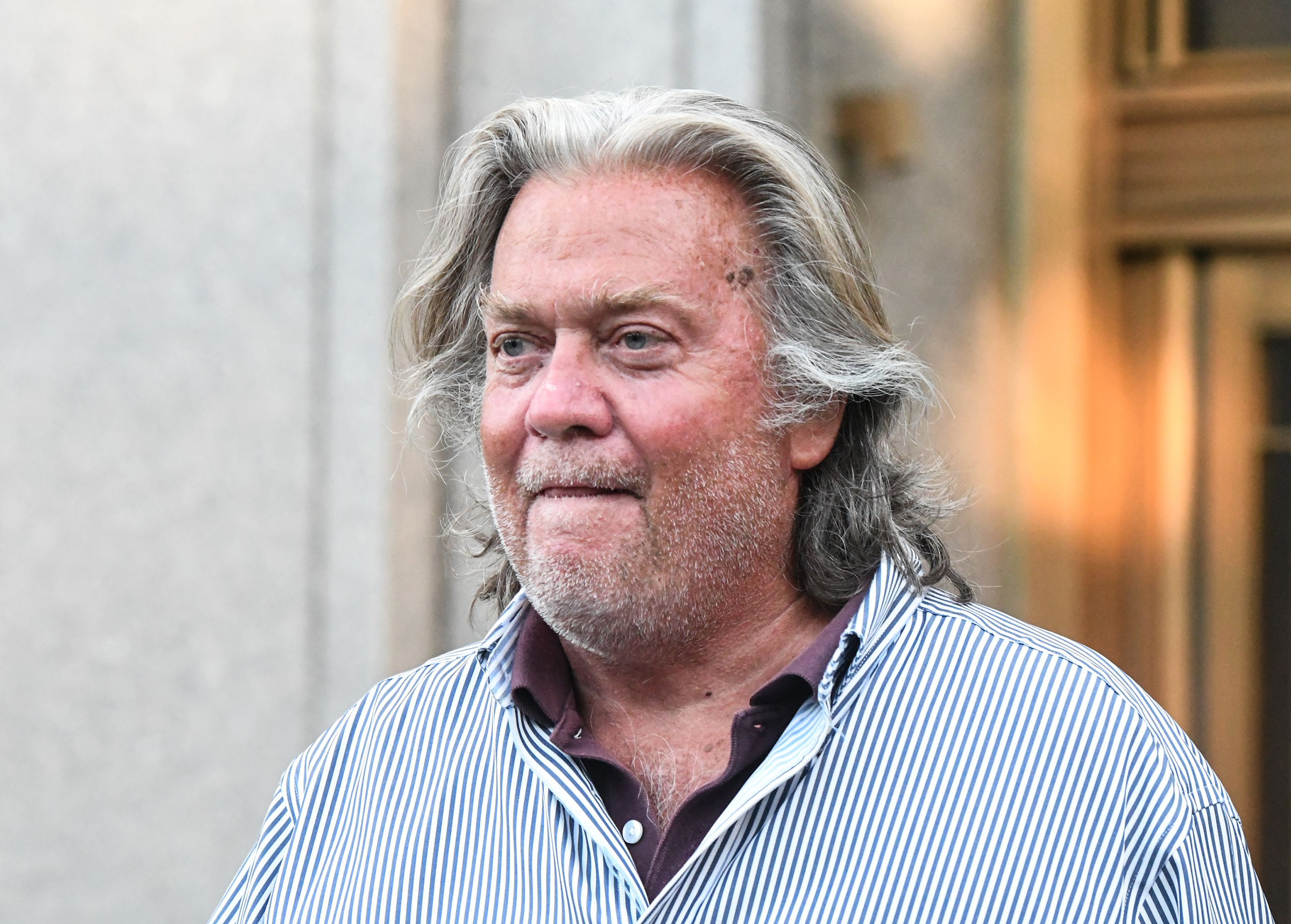 Steve Bannon exits the Manhattan Federal Court on Aug. 20, 2020.