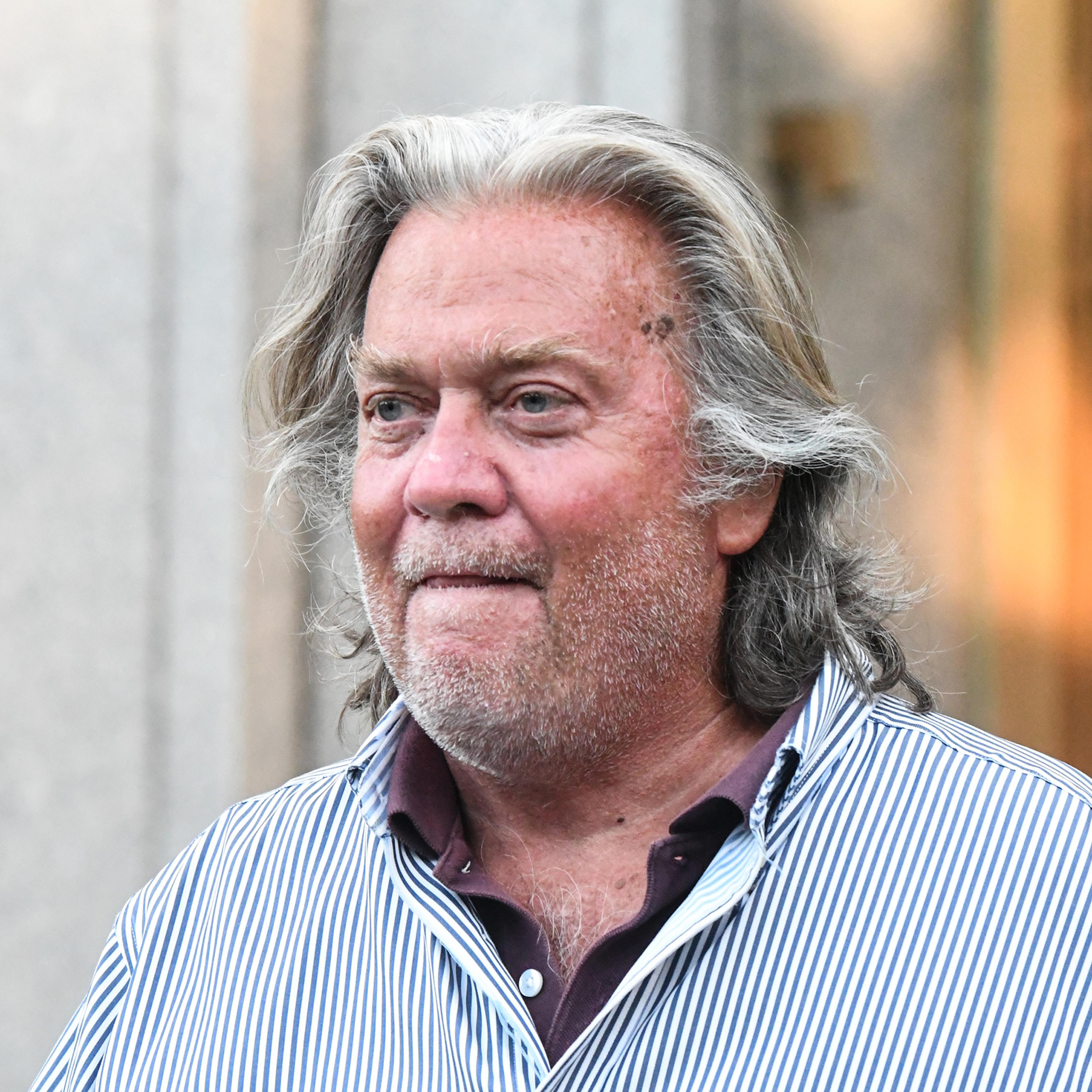 Steve Bannon exits the Manhattan Federal Court on Aug. 20, 2020.