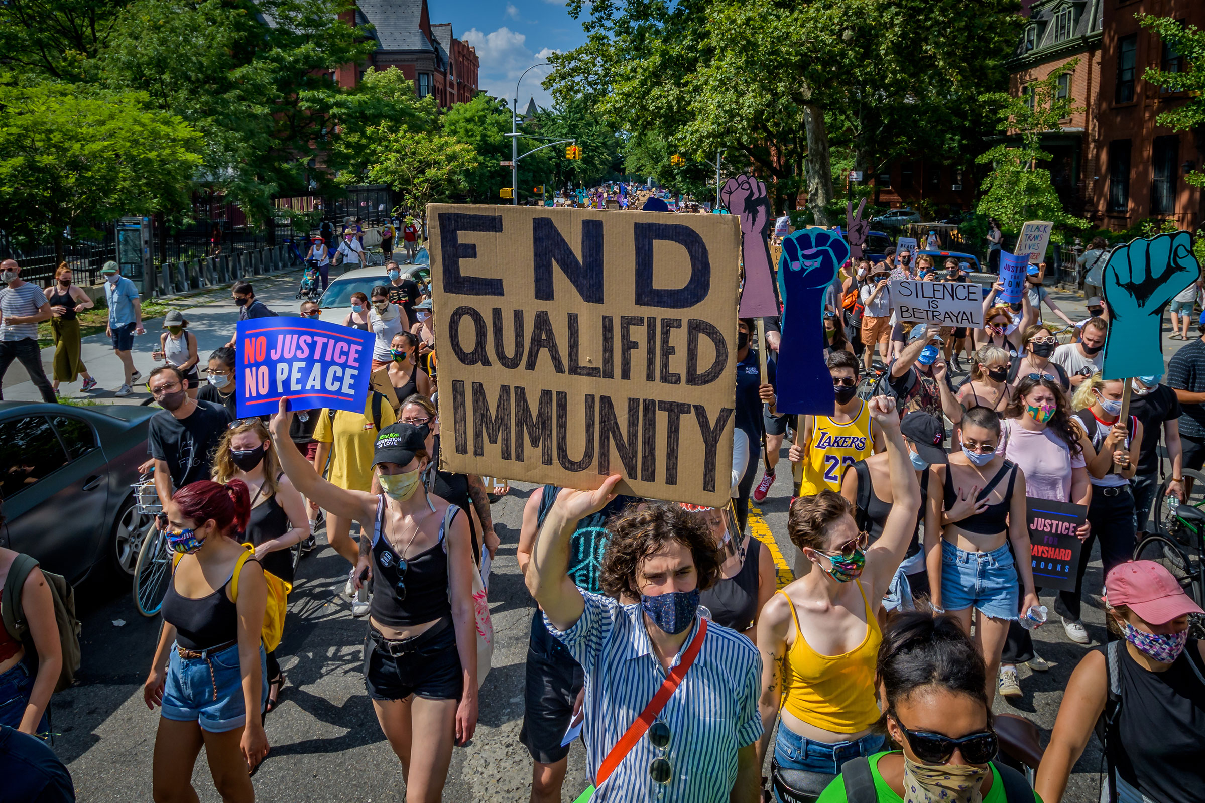 New Yorkers joined the Coalition to Honor Black and Indigenous Activists at Fort Greene Park in Brooklyn, for a massive protest march on July 4, 2020.