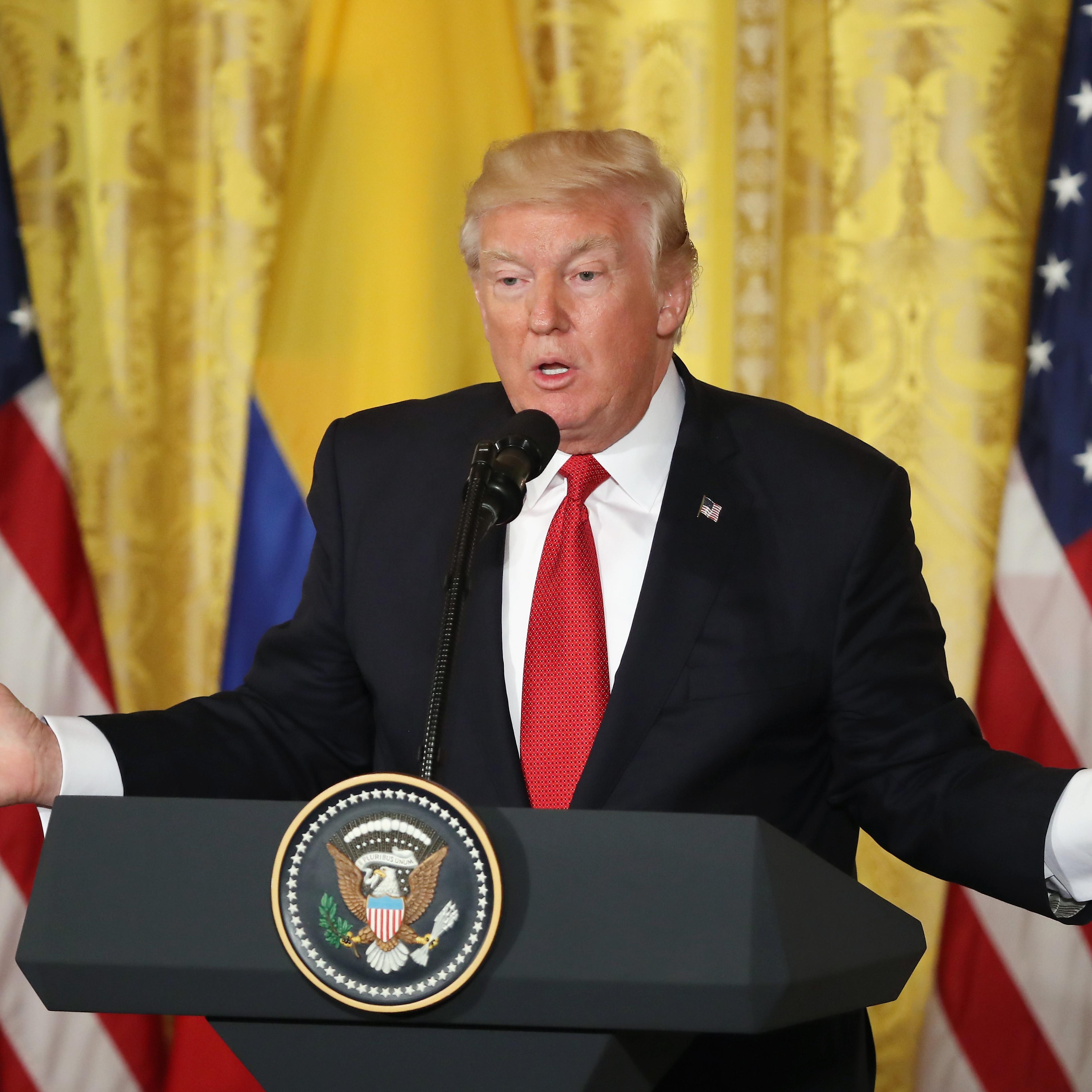 Donald Trump Holds Joint Press Conference With Colombian President Santos