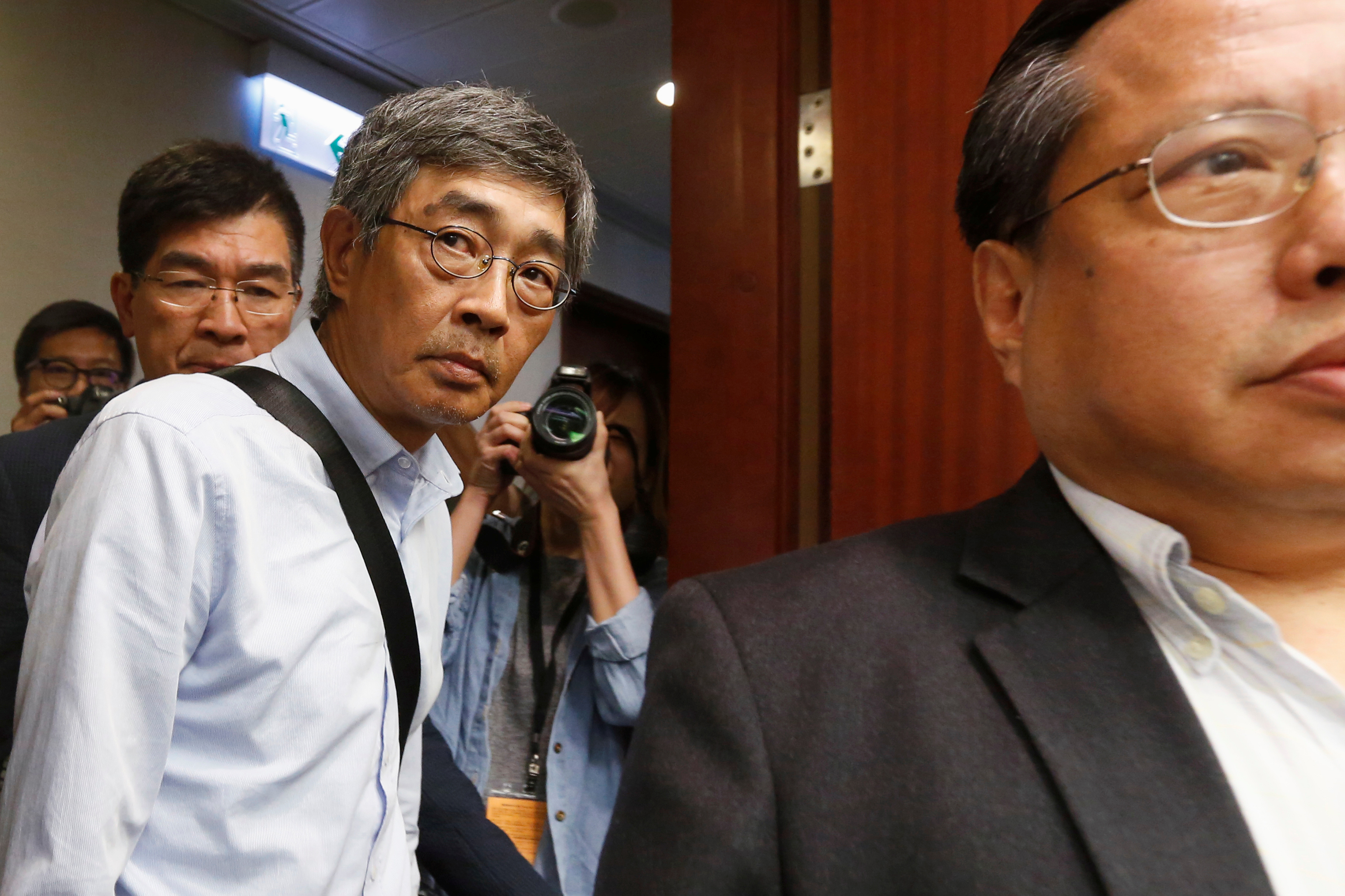 Causeway Bay Books employee Lam Wing-kee attends a news conference in Hong Kong