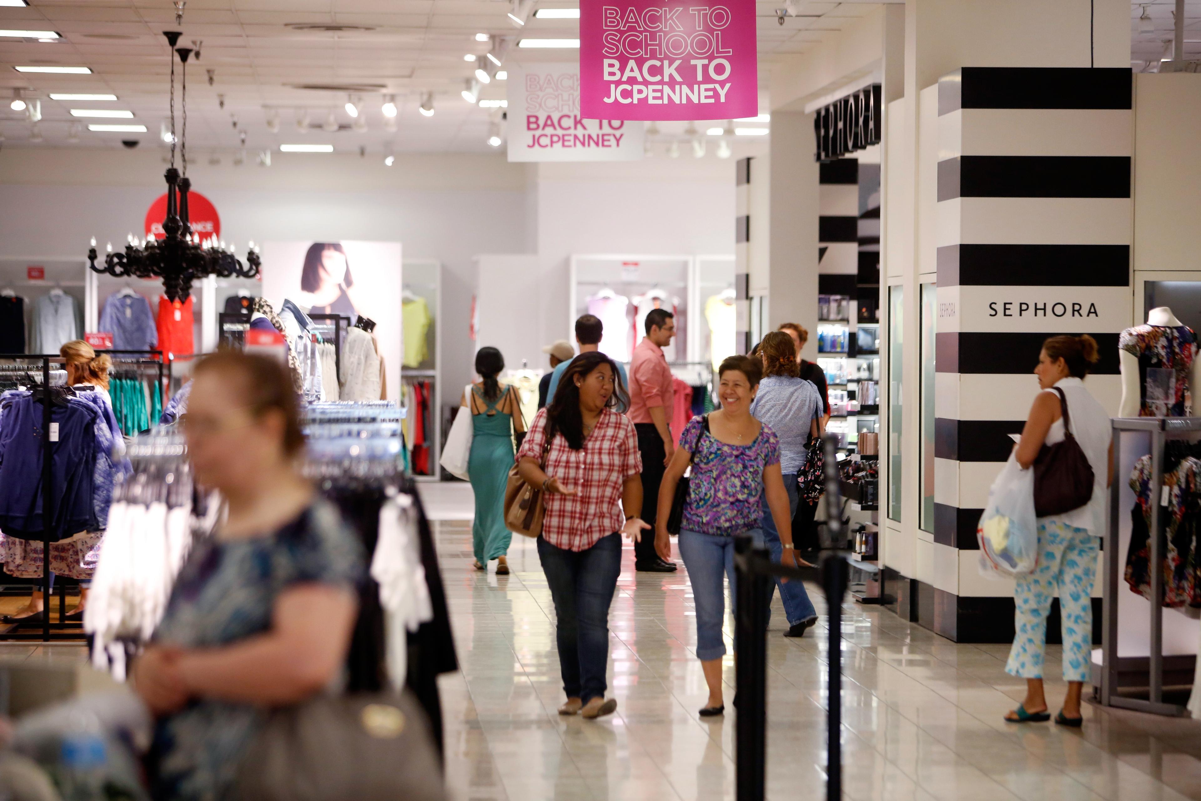 Customers shop at the J.C. Penney Co. store inside the Glendale Galleria shopping center in Glendale, California.
