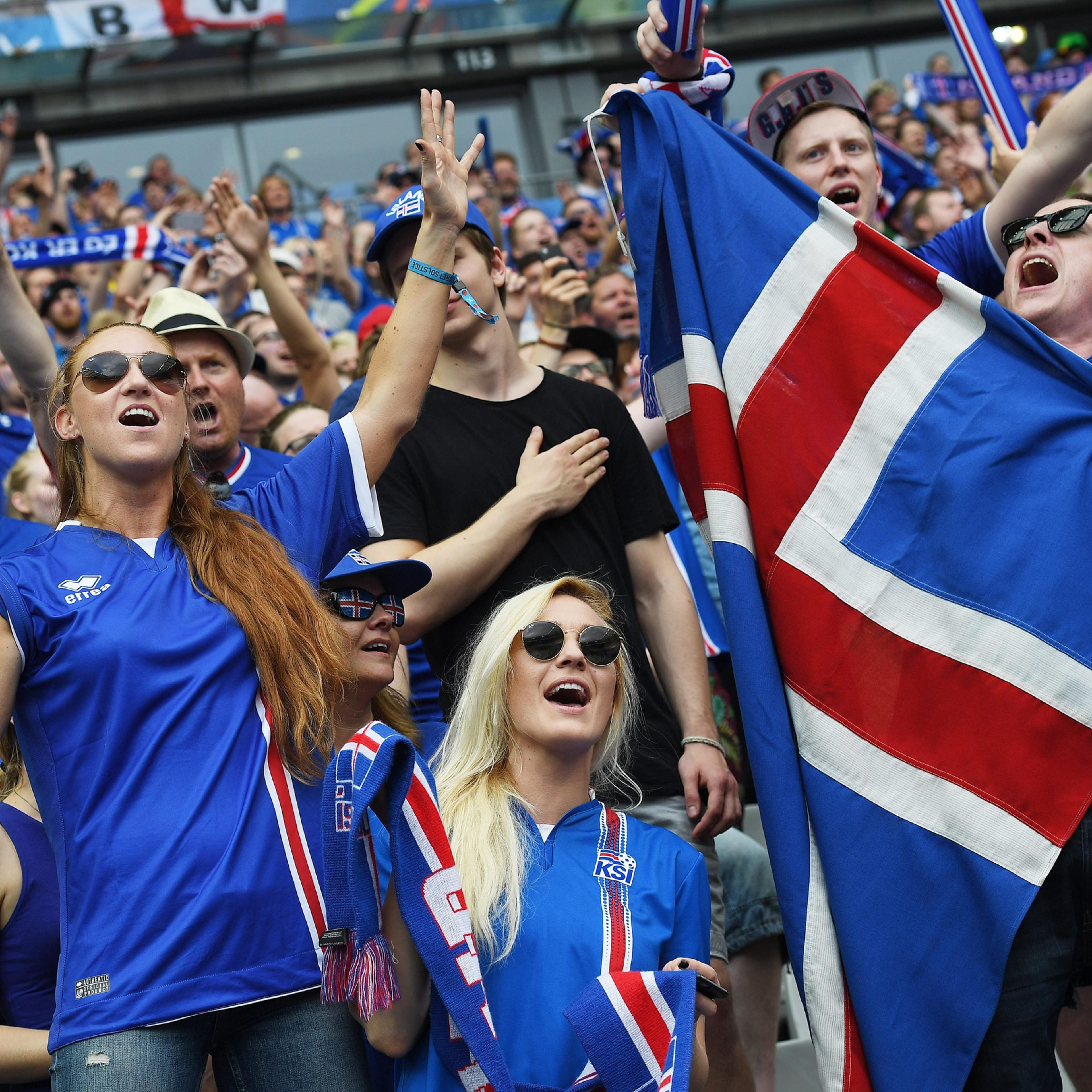 Iceland fans before the UEFA EURO 2016 group F preliminary round match between Iceland and Austria at Stade de France in Saint-Denis, France, on June 22, 2016.Group F Iceland vs Austria