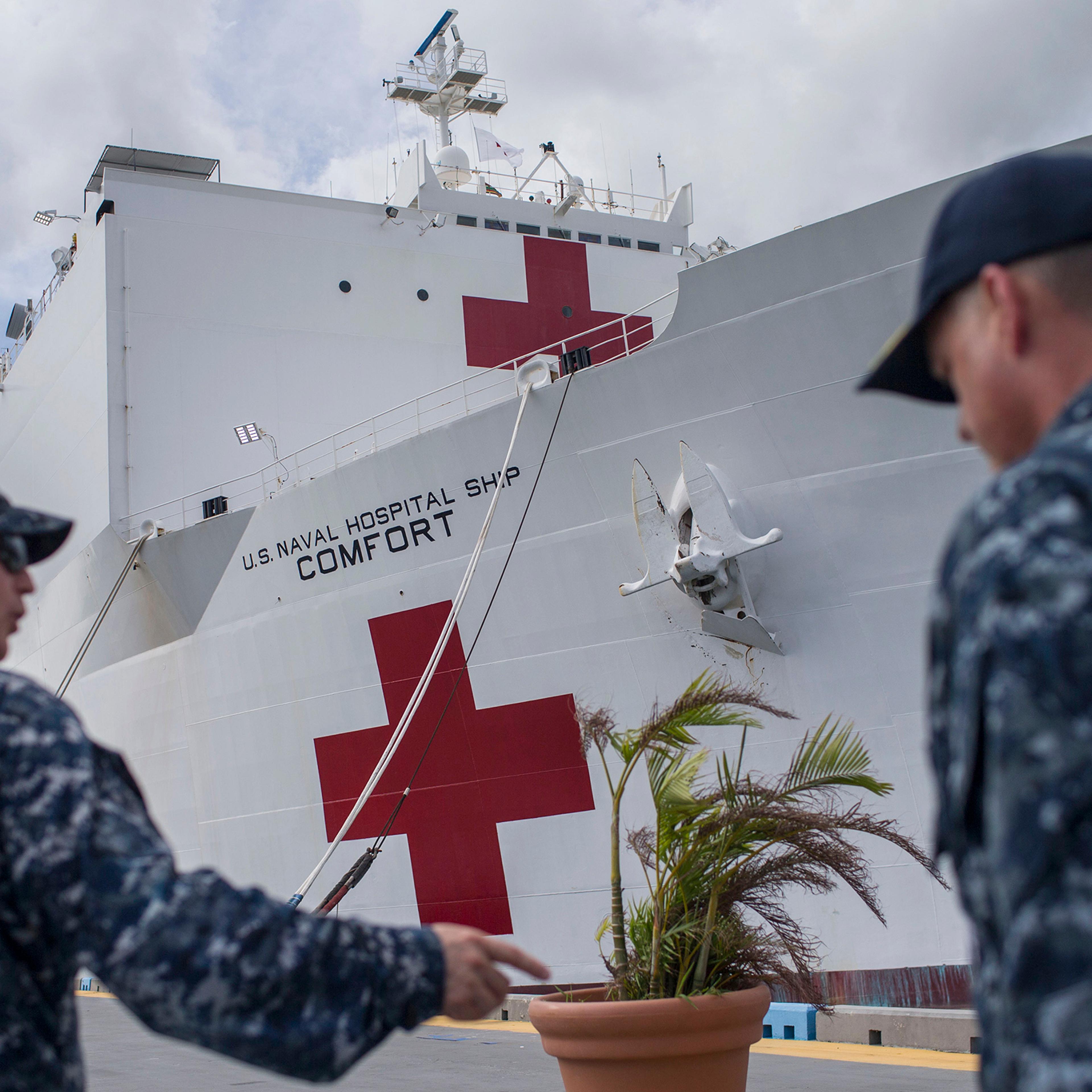 The USNS Comfort in San Juan, Puerto Rico, on Nov. 10, 2017. (Dennis M. Rivera Pichardo/The New York Times)