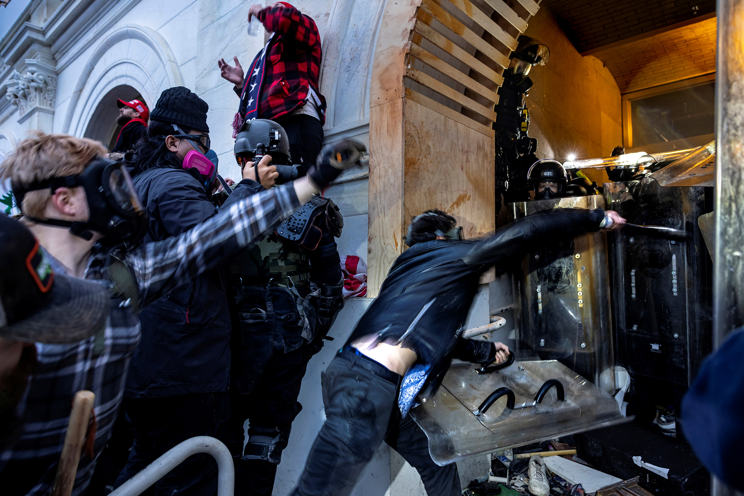 Officers face off against rioters attempting to storm the U.S. Capitol on Jan. 6, 2021
