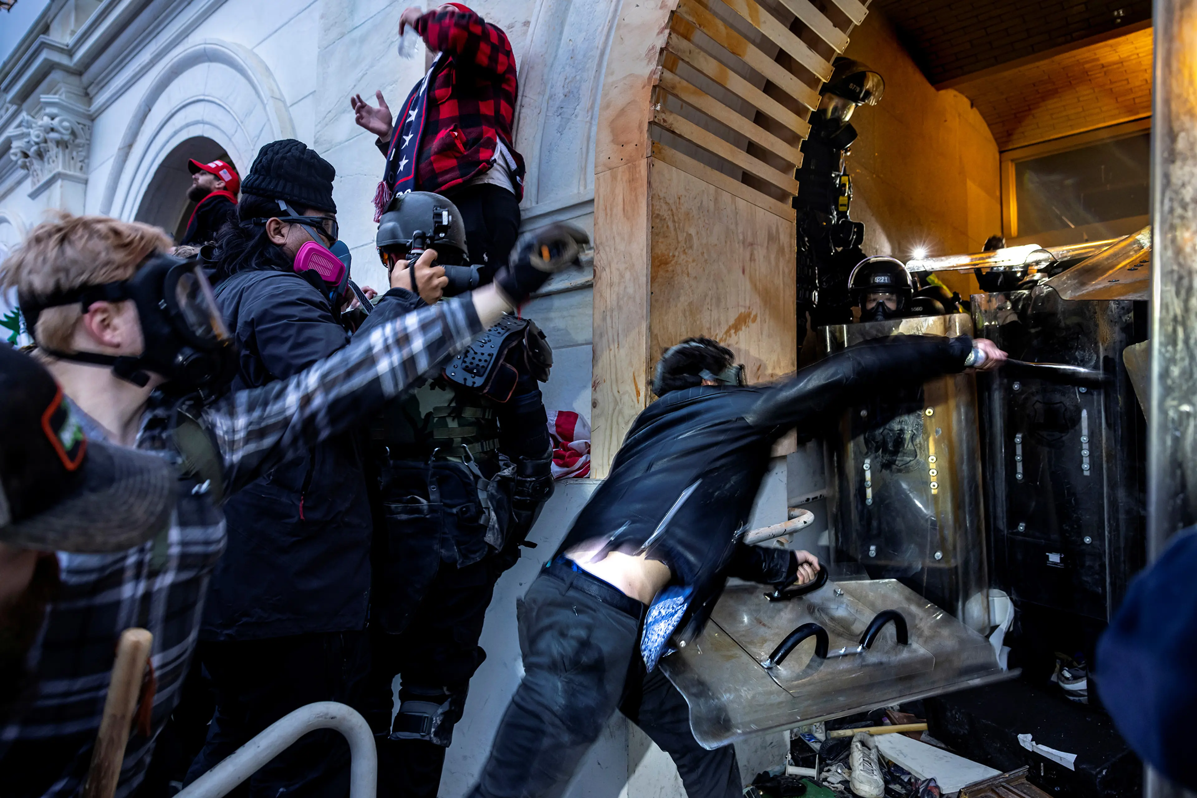 Officers face off against rioters attempting to storm the U.S. Capitol on Jan. 6, 2021