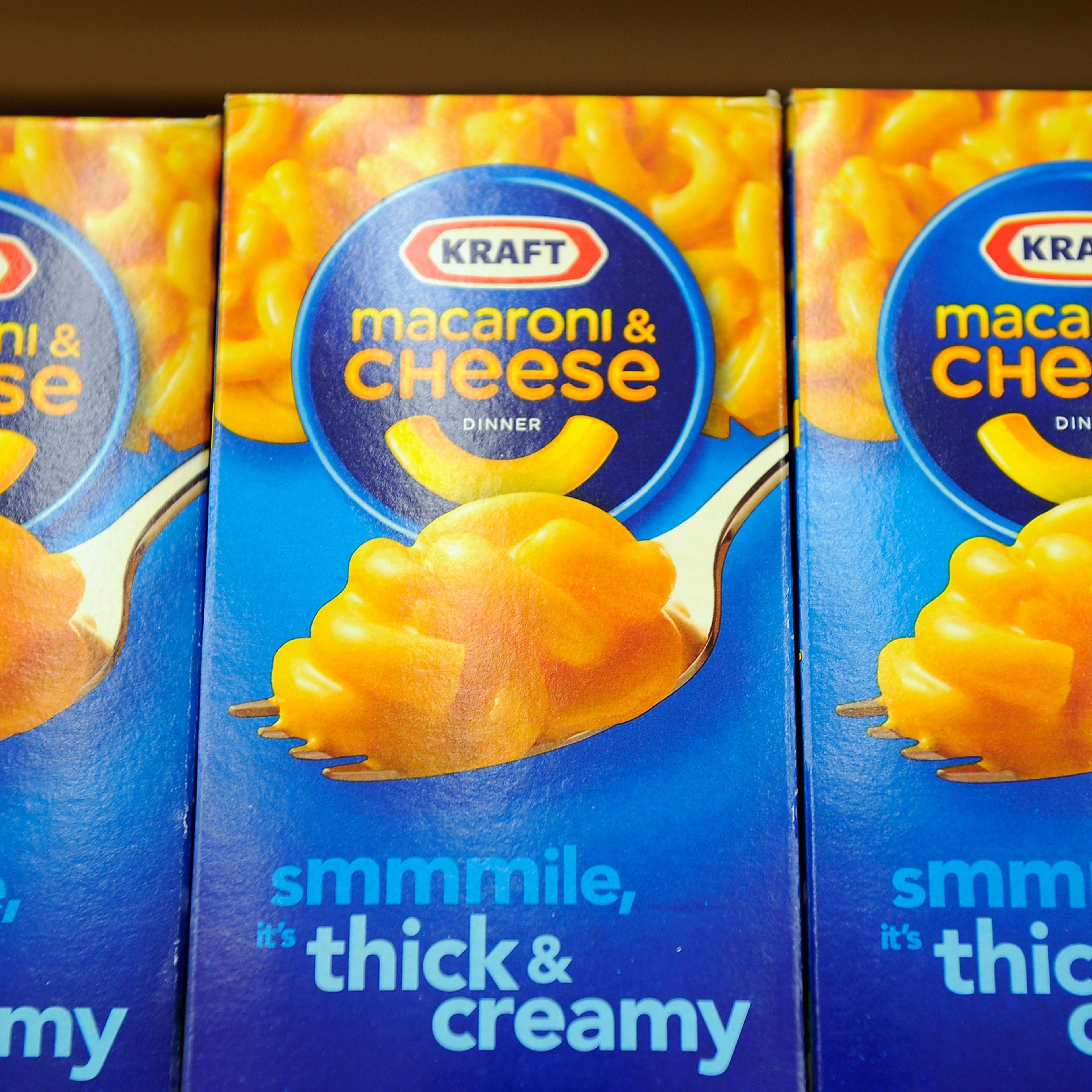Boxes of Kraft Macaroni & Cheese.