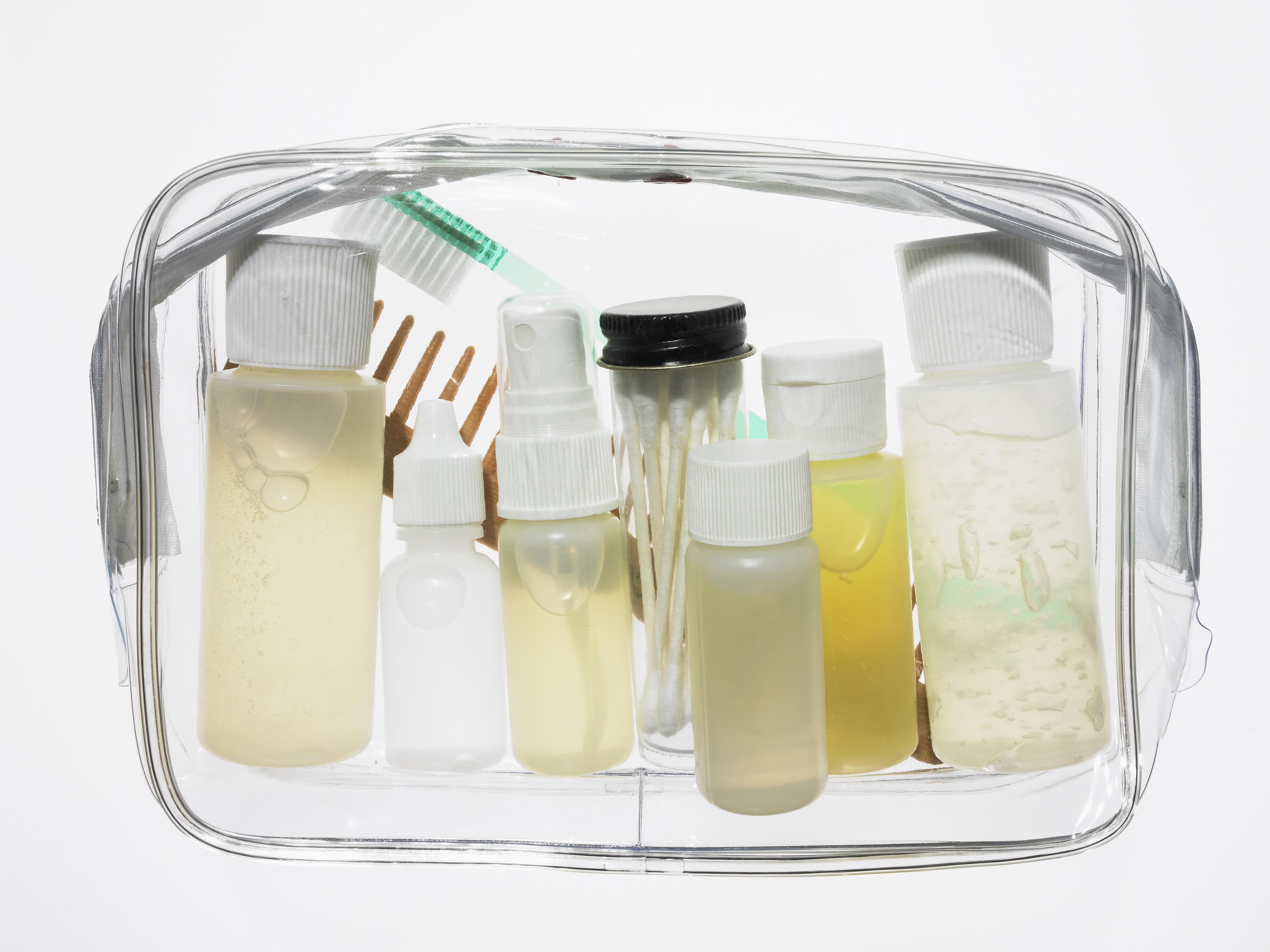 Toiletries in Transparent Bag