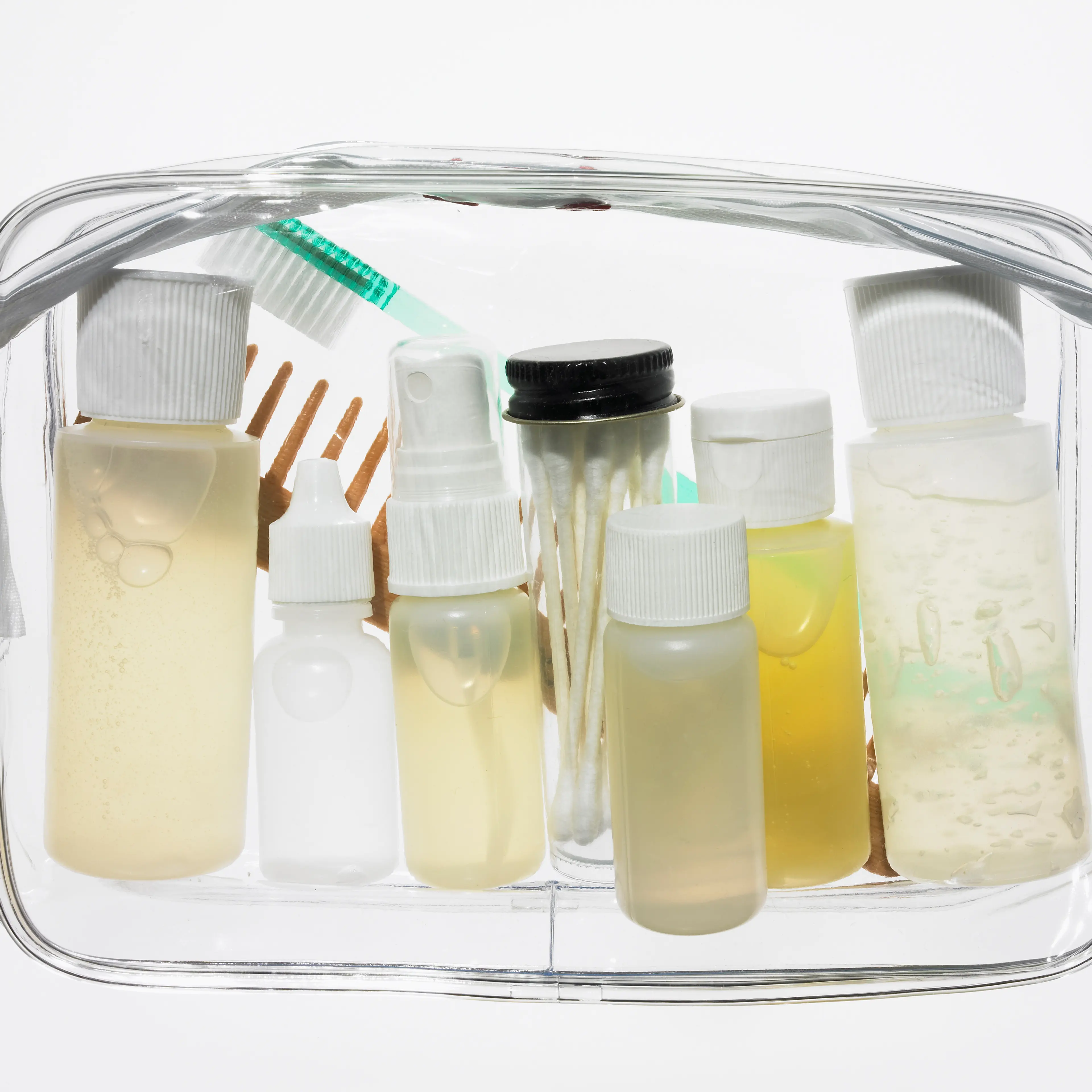 Toiletries in Transparent Bag