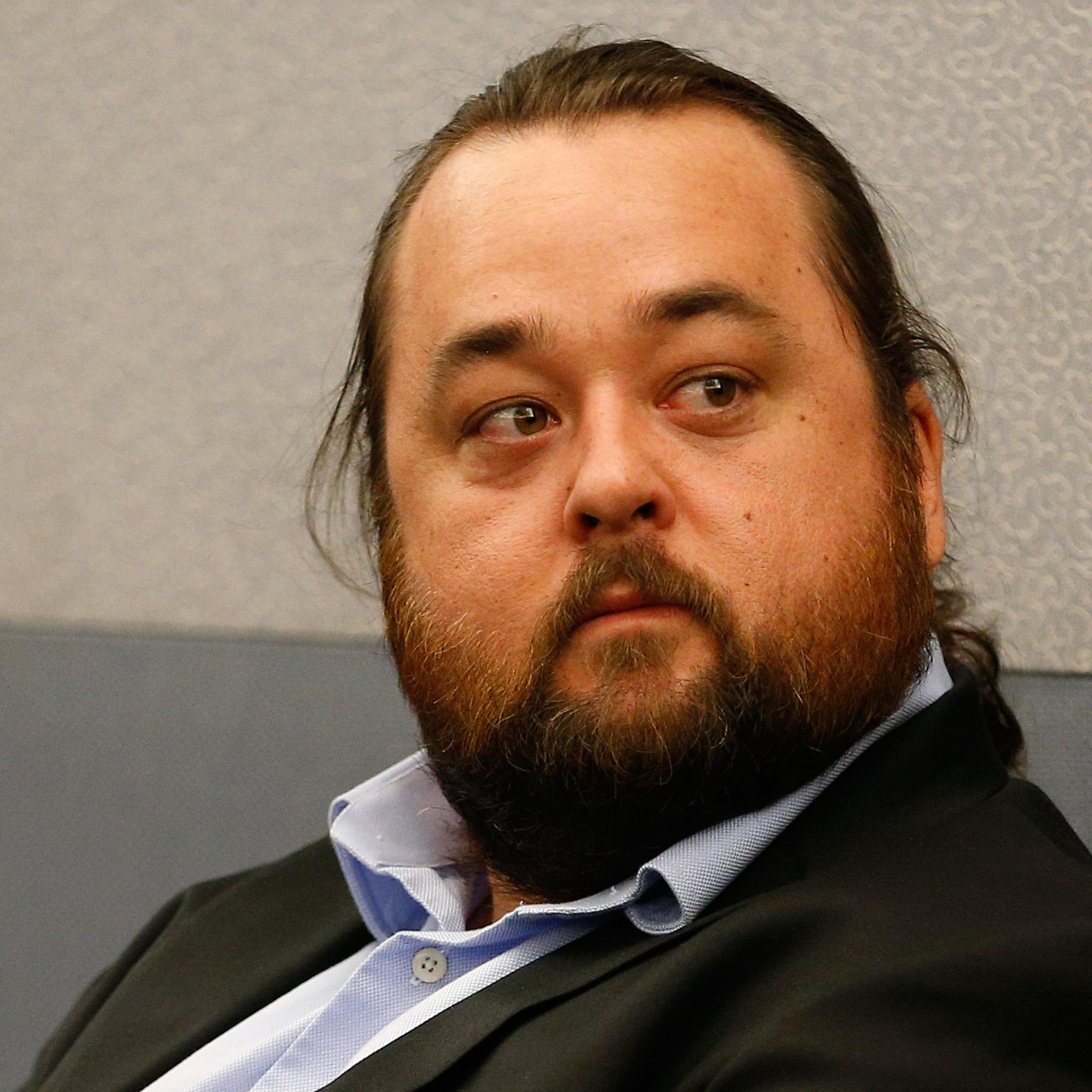 APTOPIX Pawn SAustin Lee Russell, better known as Chumlee from the TV series "Pawn Stars," appears in court Monday, May 23, 2016, in Las Vegas. Russell and his lawyers told a Las Vegas judge he intends to plead guilty in state court to felony weapon and