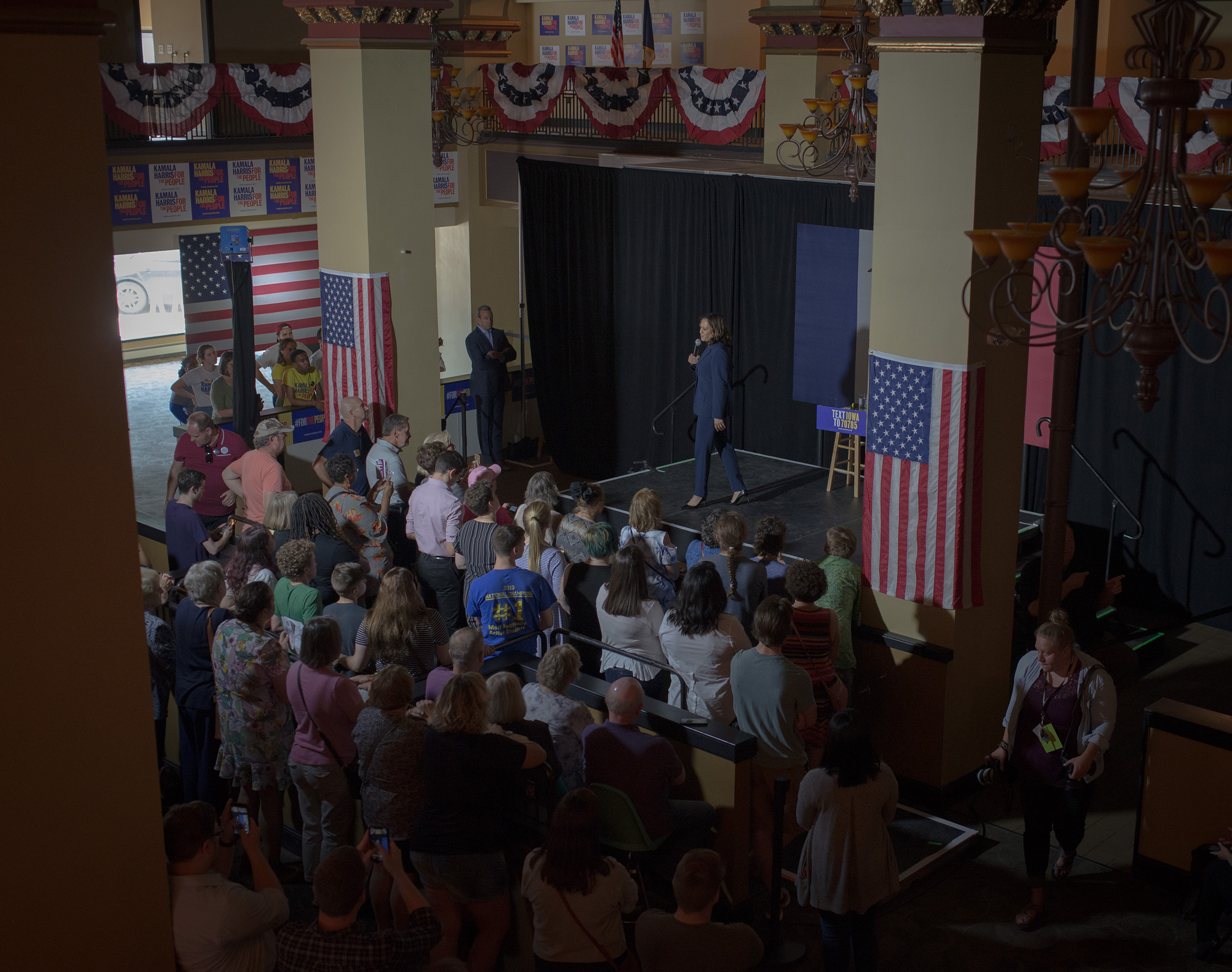 Harris speaks at her town hall in Waterloo, Iowa, on Sept. 20, 2019.