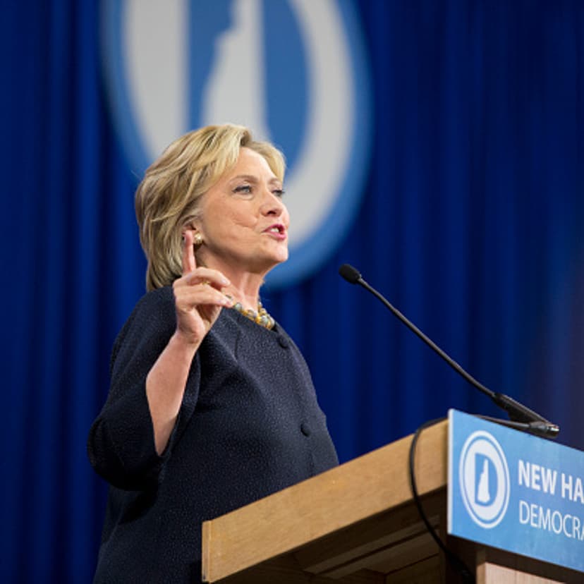 Democratic presidential candidate Hillary Clinton speaks on stage during the New Hampshire Democratic Party Convention at the Verizon Wireless Center on September 19, 2015 in Manchester, New Hampshire.