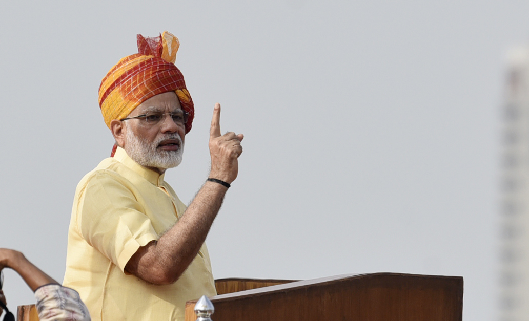 Prime Minister Narendra Modi addresses on the occasion of 71st Independence Day Celebrations at Red Fort, on August 15, 2017 in New Delhi, India.