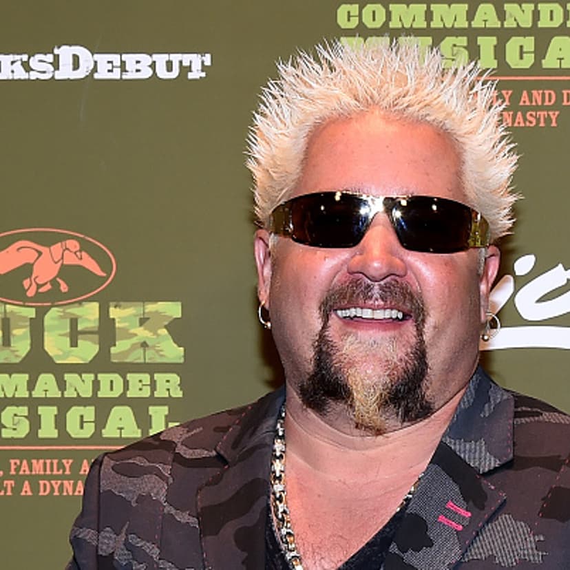 Chef and television personality Guy Fieri attends the 'Duck Commander Musical' premiere at the Crown Theater at the Rio Hotel & Casino on April 15, 2015 in Las Vegas, Nevada.