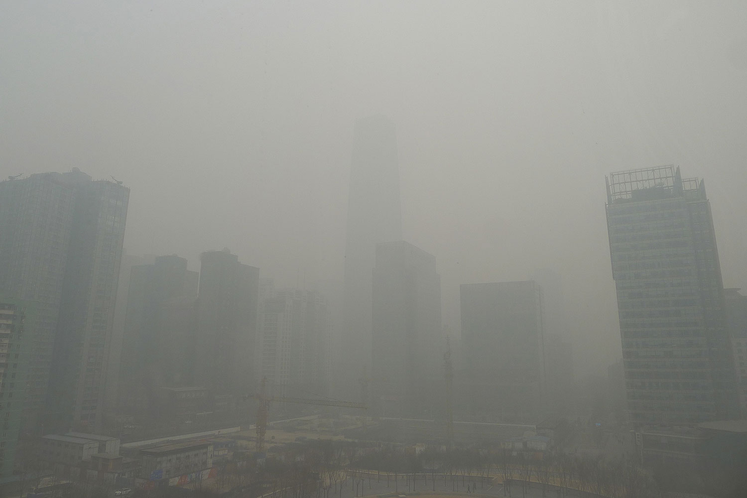 Good morning, Beijing: The view from Beech's 16th-floor apartment on Feb. 26 in Beijing's Central Business District. The building in the background is the tallest in the city