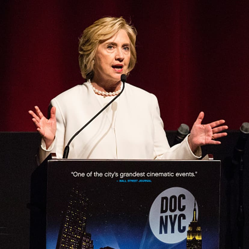 Democratic presidential hopeful Hillary Clinton speaks at the premier of the documentary film "Makers: Once and For All" at the School of Visual Arts on November 19, 2015 in New York City.