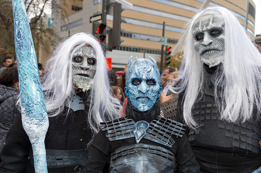 Game of Thrones White Walkers and Night King taking part in Montreal's 2017 Zombie Walk
