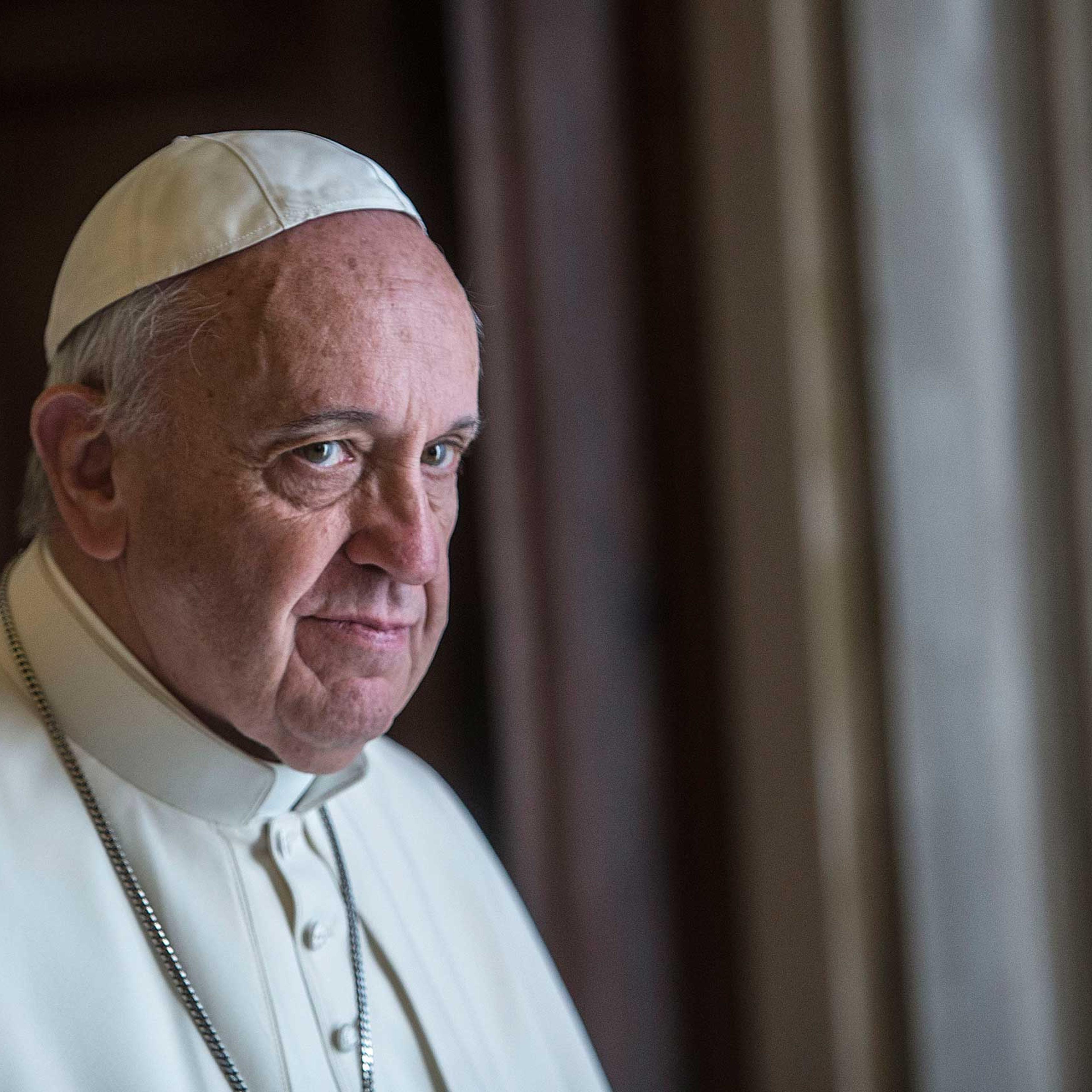 Pope Francis attends a private audience with President of Slovakia Andrej Kiska at the Apostolic Palace in Vatican City, Vatican, on April 9, 2015.