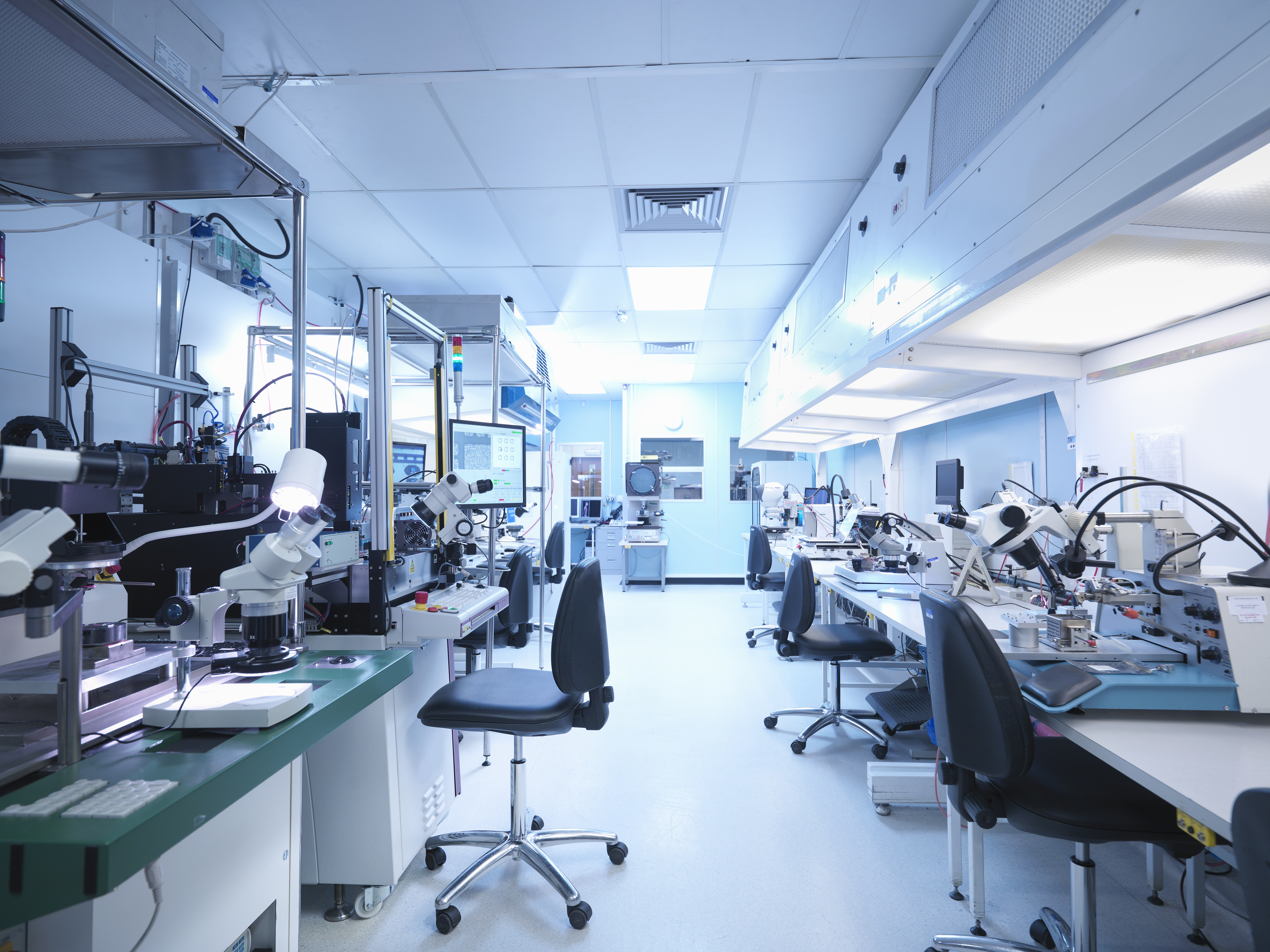 Empty laboratory in electronics factory