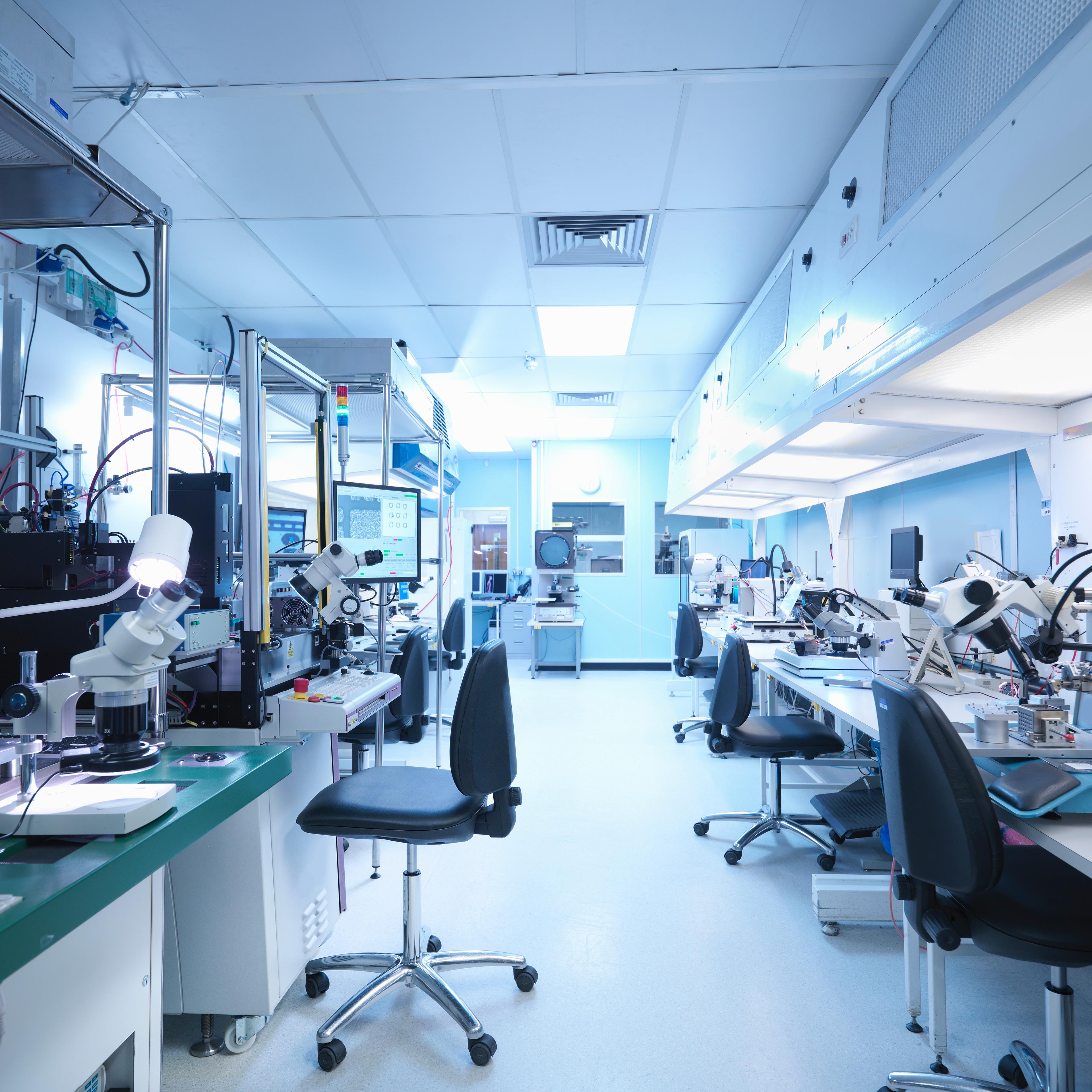 Empty laboratory in electronics factory