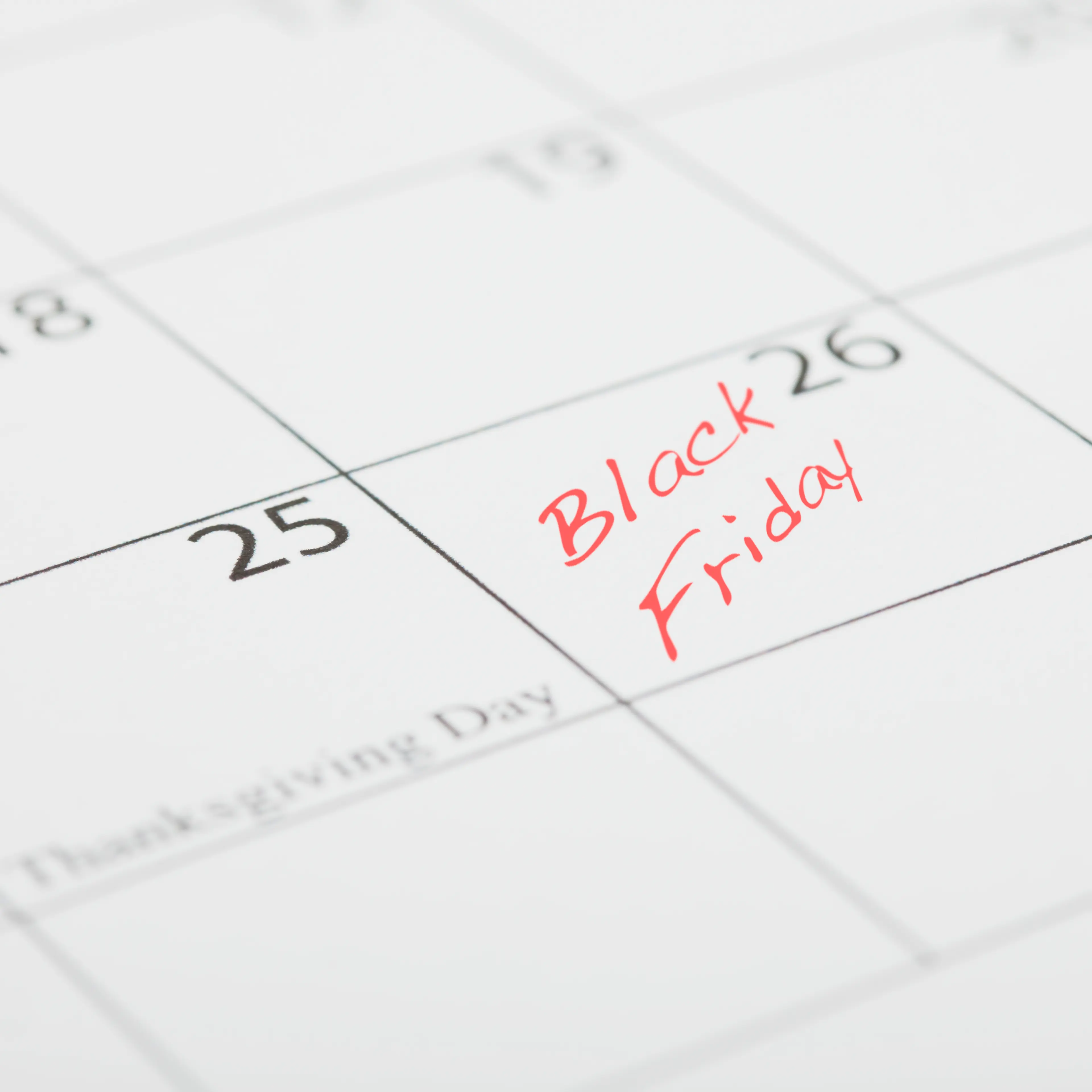 Black Friday message on calendar