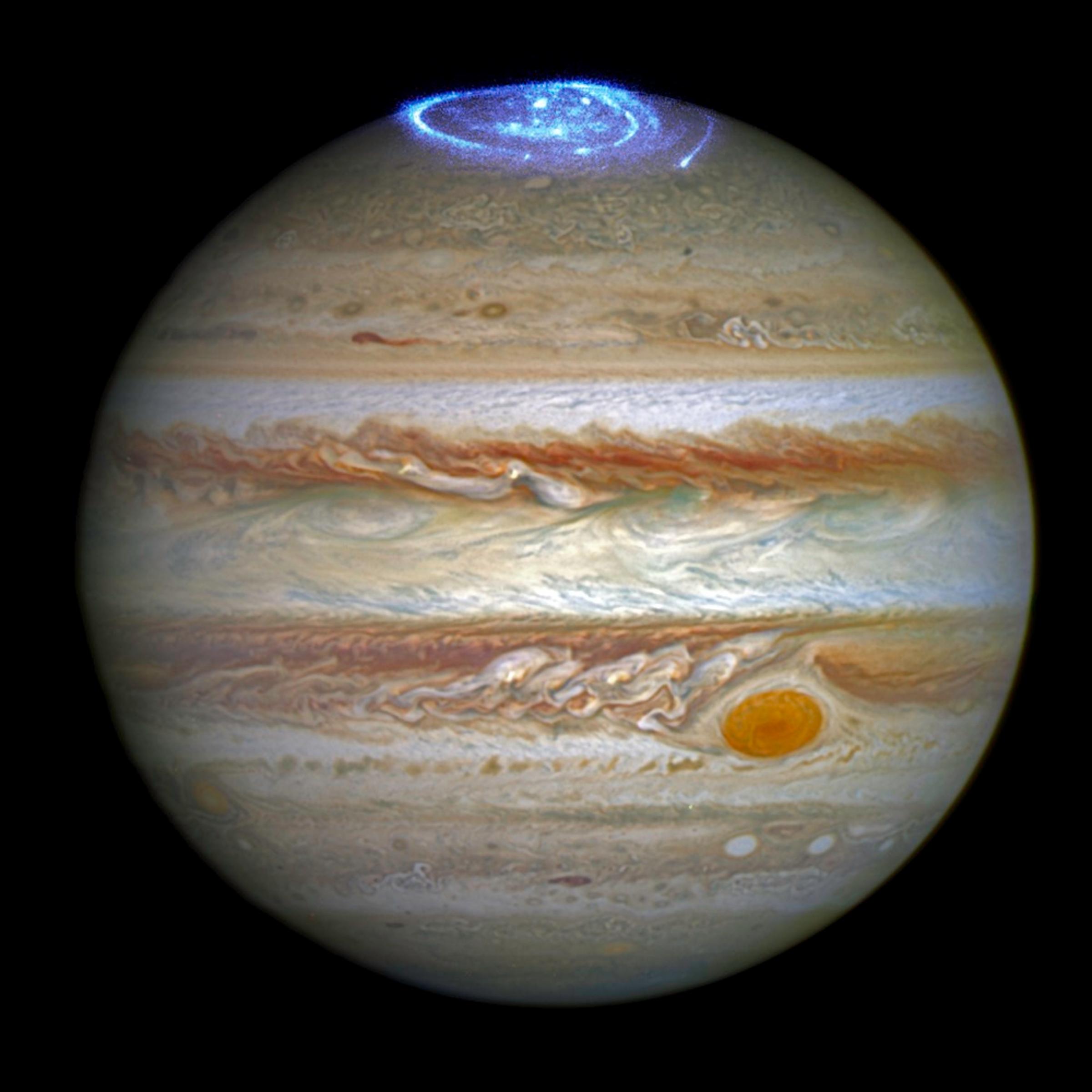 Electrifying: A just-released image by the Hubble Space Telescope reveals aurorae at Jupiter's north pole